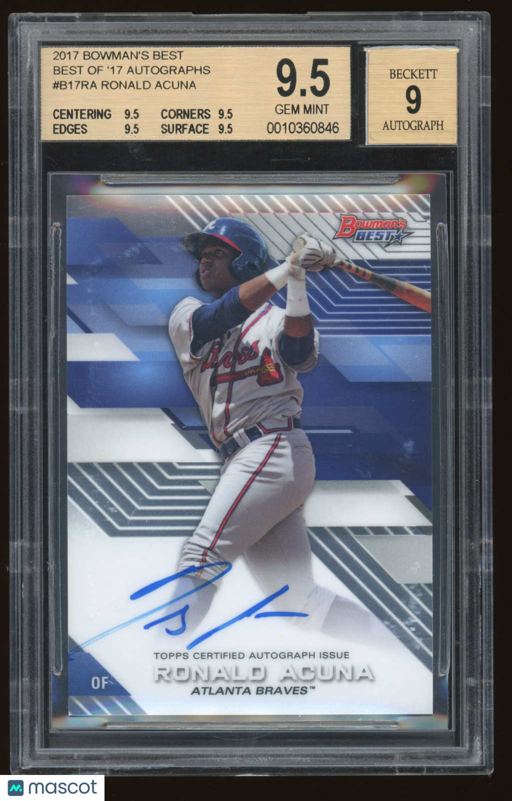 2017 Bowman's Best Best of '17 Autographs Ronald Acuna #B17RA BGS 9.5 Auto 9