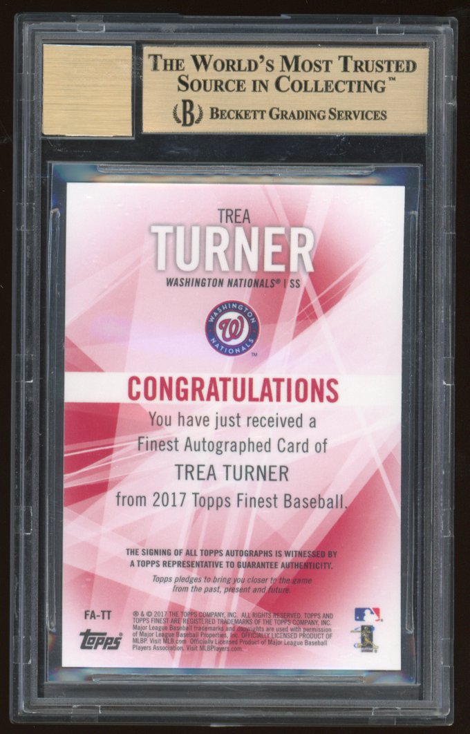 2017 Finest Autographs Superfractors Trea Turner #FATT BGS 9.5 Auto 10