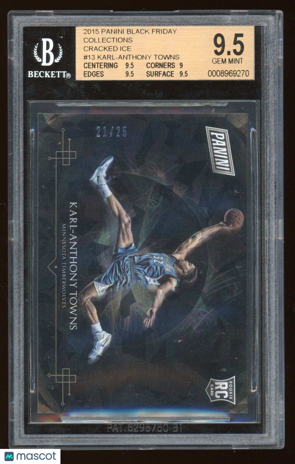 2015 Panini Black Friday Collection Cracked Ice Karl-Anthony Towns #13 BGS 9.5