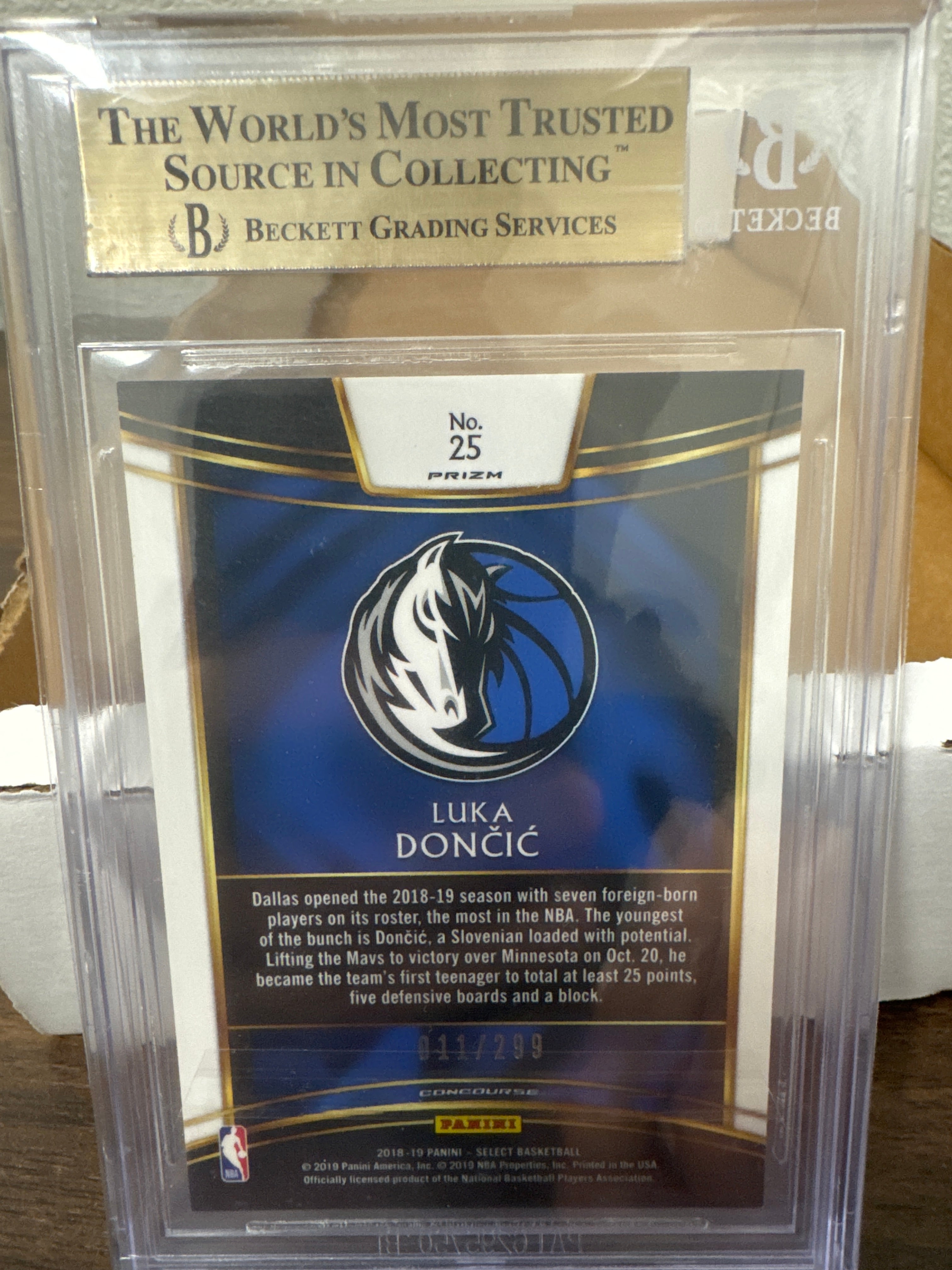 2018-19 Select Prizms Light Blue Luka Doncic #25 BGS 9.5 Auto 0