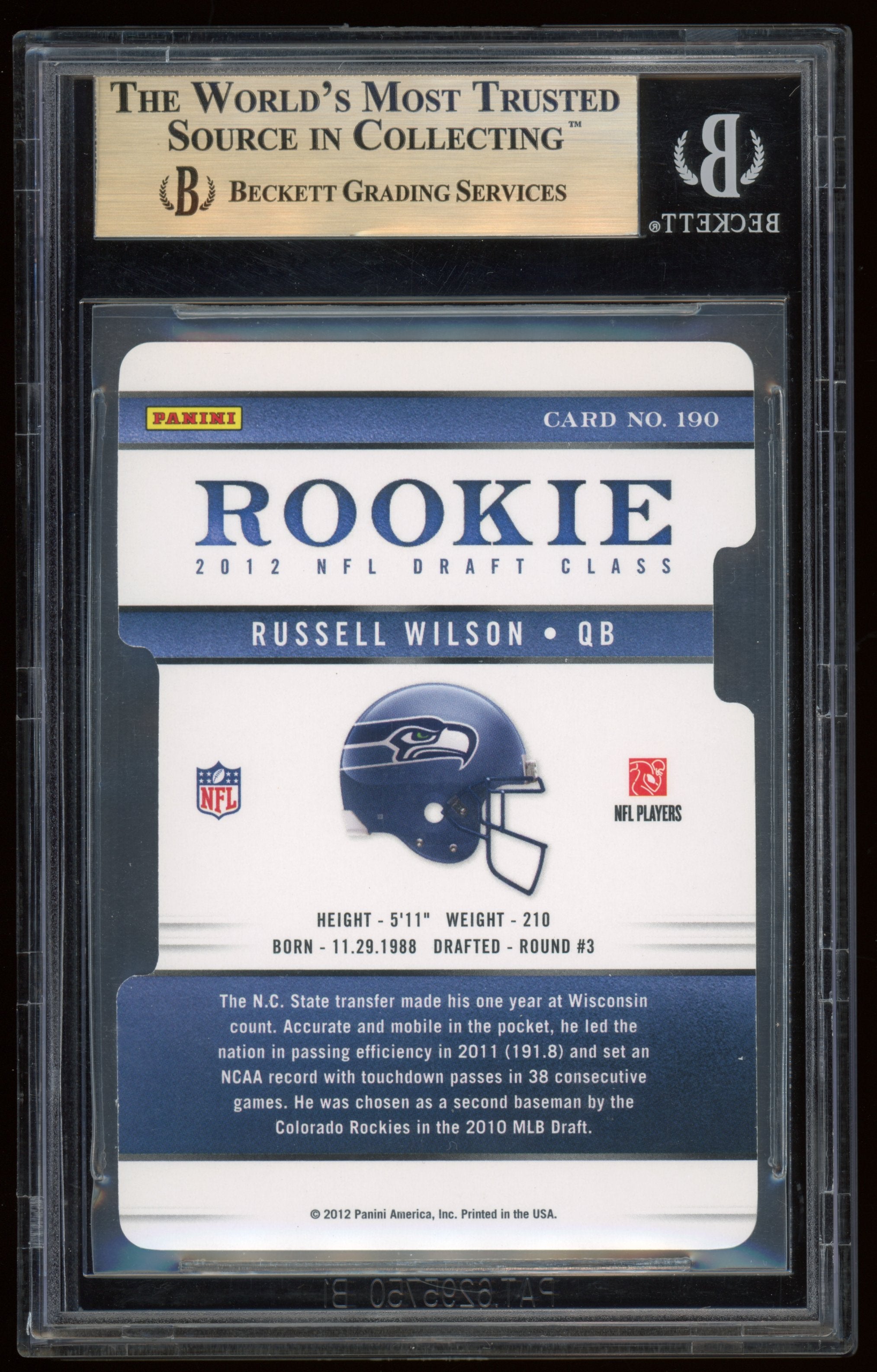 2012 Elite Aspirations Russell Wilson #190 /84 BGS 9.5