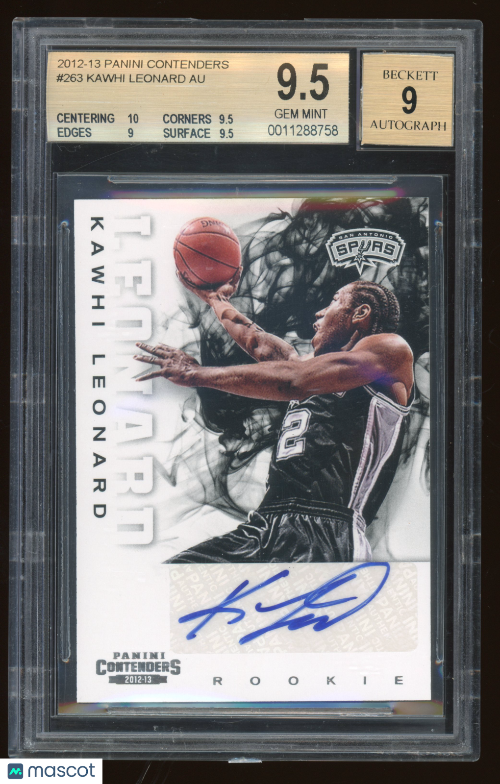 2012 Panini Contenders Kawhi Leonard RC #263 BGS 9.5 Auto 9