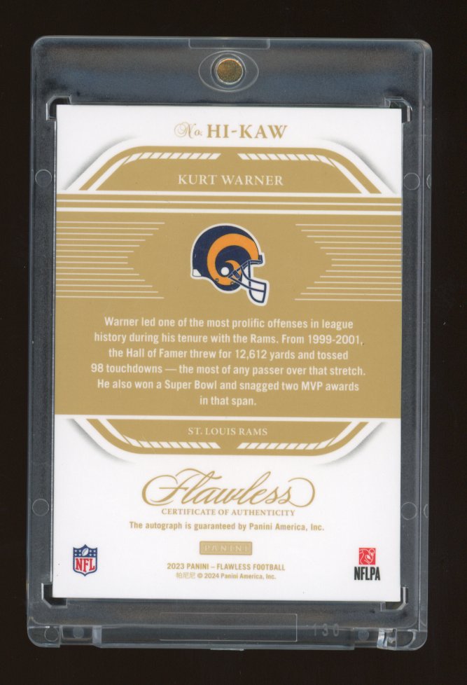 2024 Panini Flawless Kurt Warner #HI-KAW Honored Ink 03/15