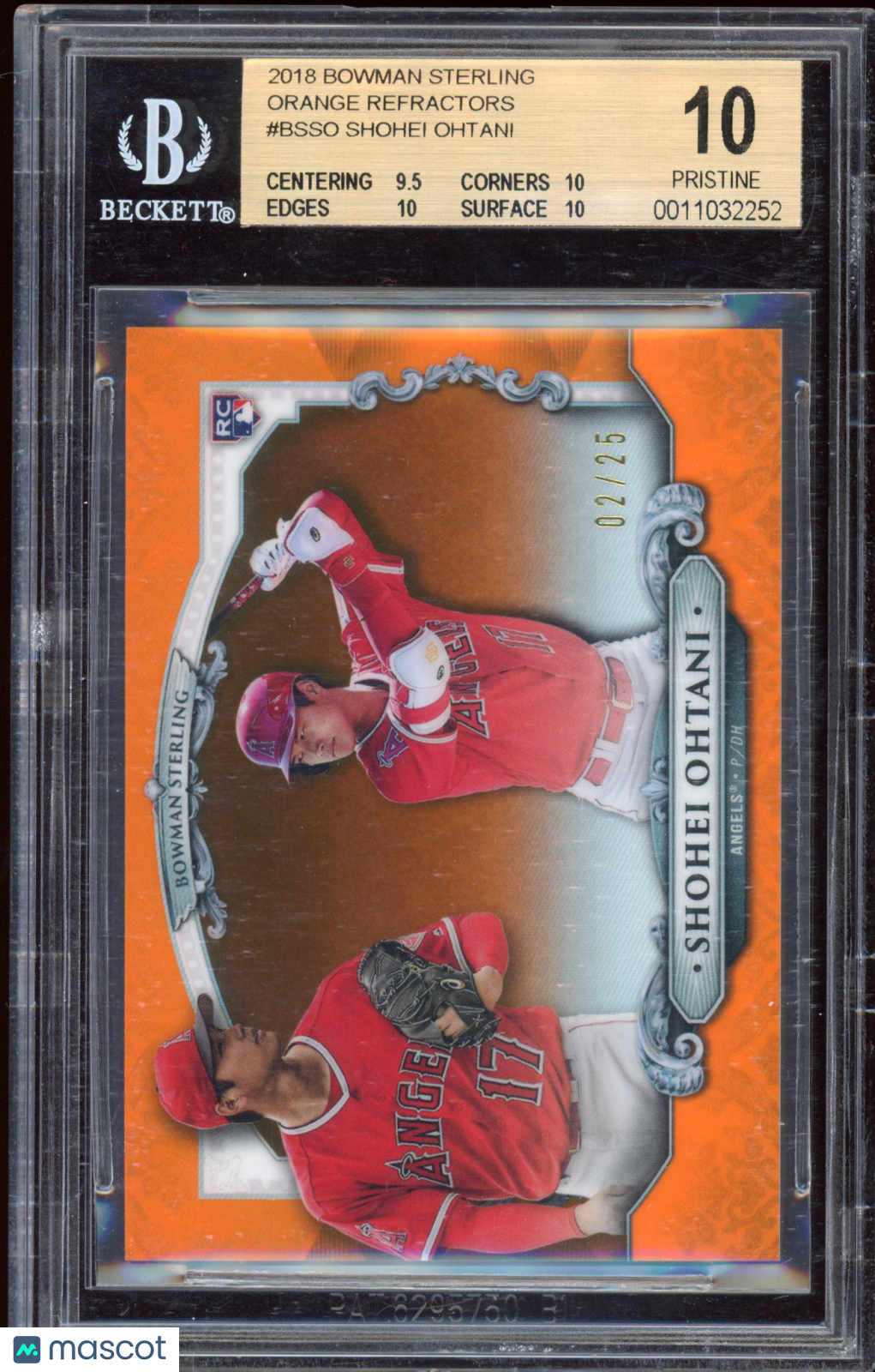 2018 Bowman Sterling Orange Refractors Shohei Ohtani #BSSO BGS 10