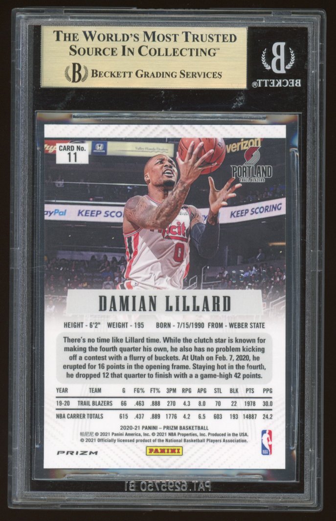 2020 Panini Prizm Damian Lillard #11 BGS 9.5