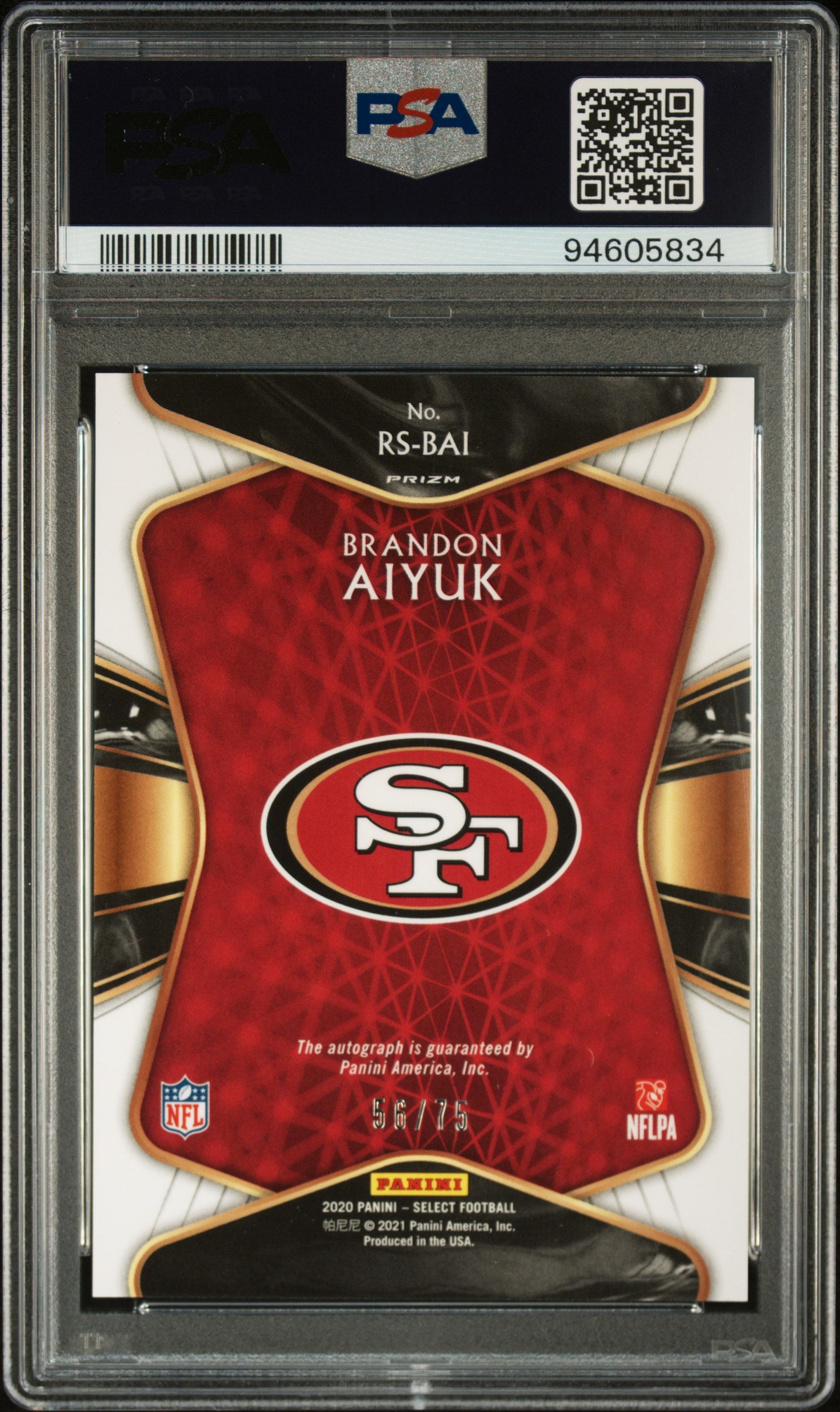 2020 Panini Select Rookie Signatures Brandon Aiyuk #BAI PSA 10