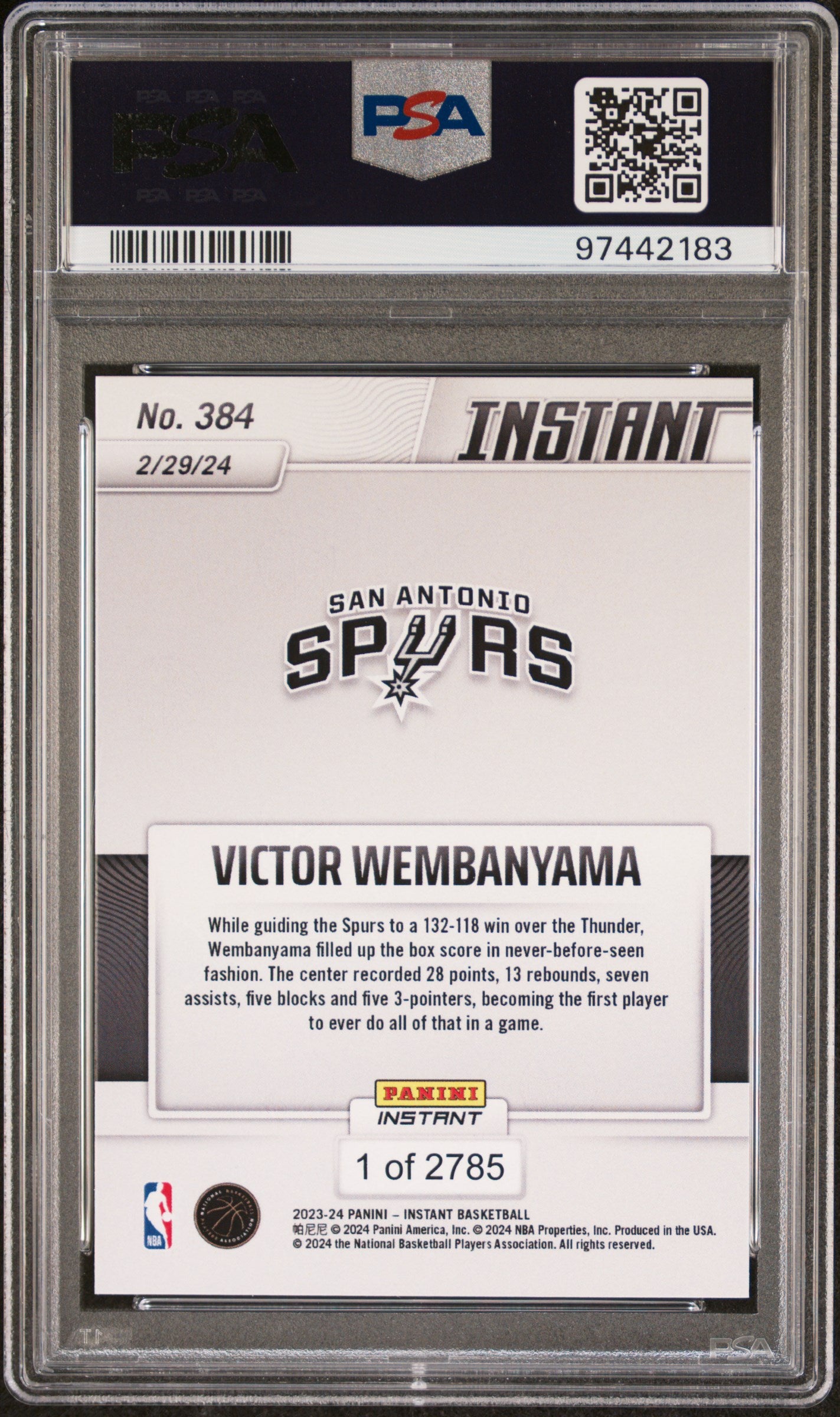 2023 Panini Instant Victor Wembanyama #384 PSA 10