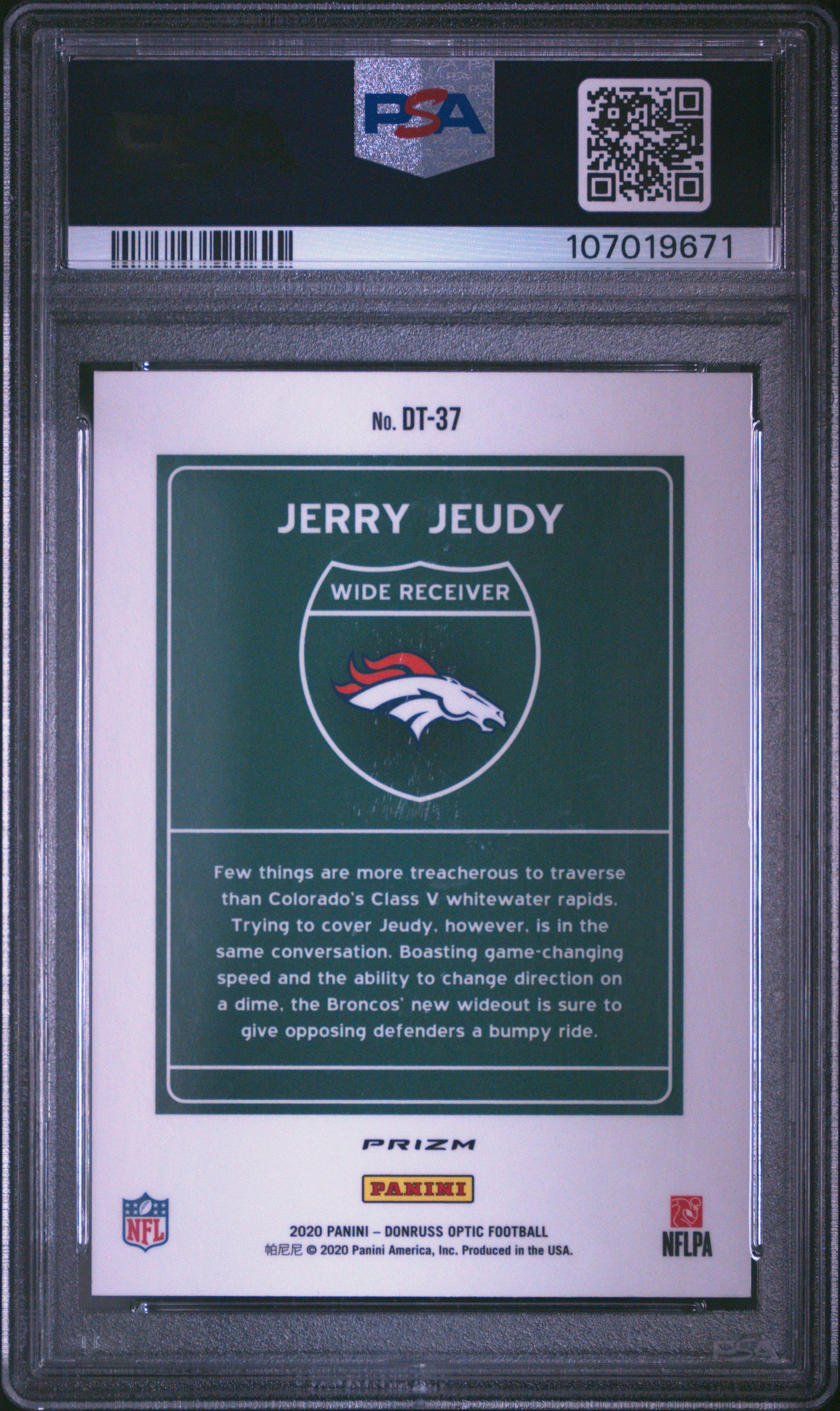 2020 Panini Donruss Downtown Jerry Jeudy #D-JJY PSA 8