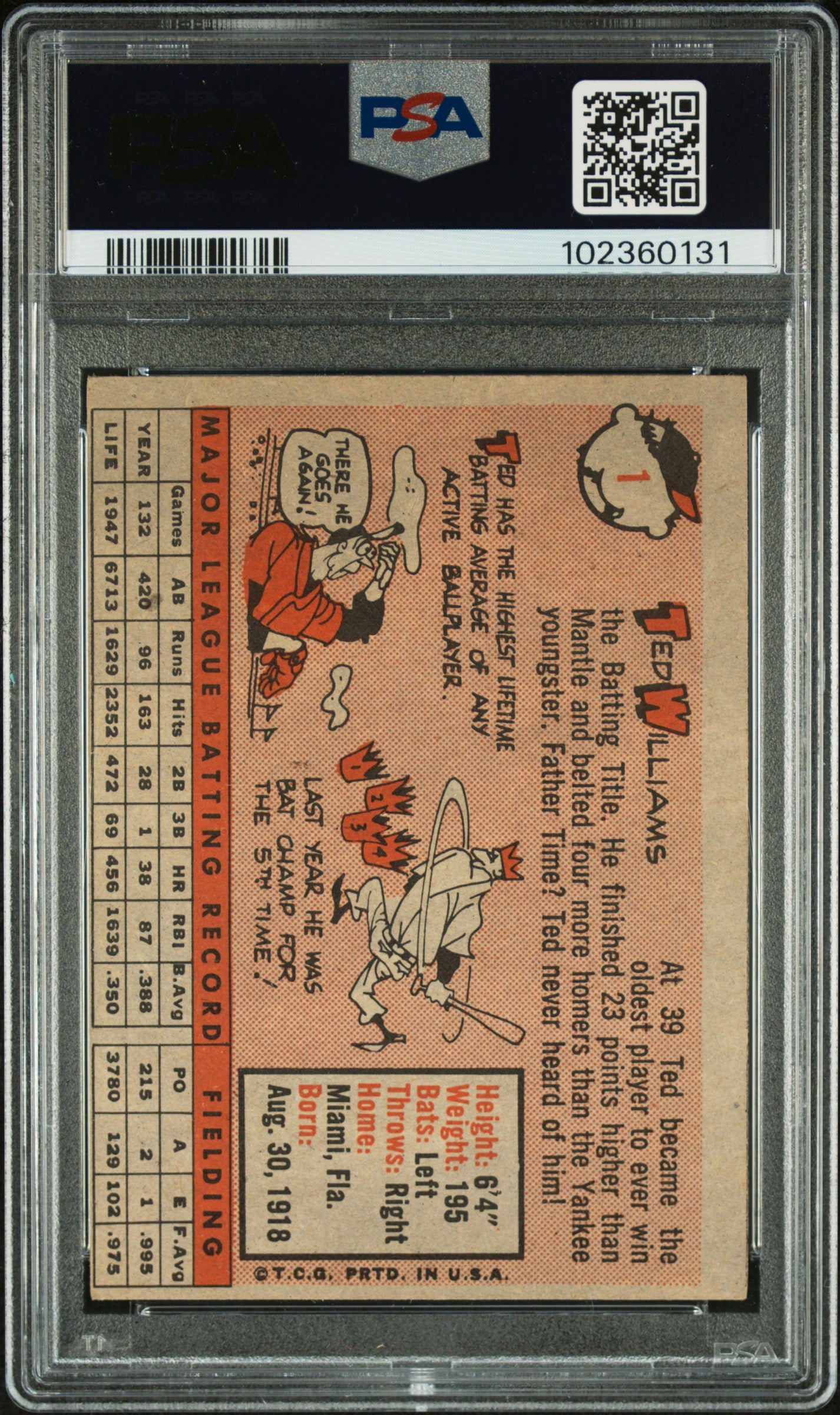 1958 Topps Ted Williams #1 MC PSA 5