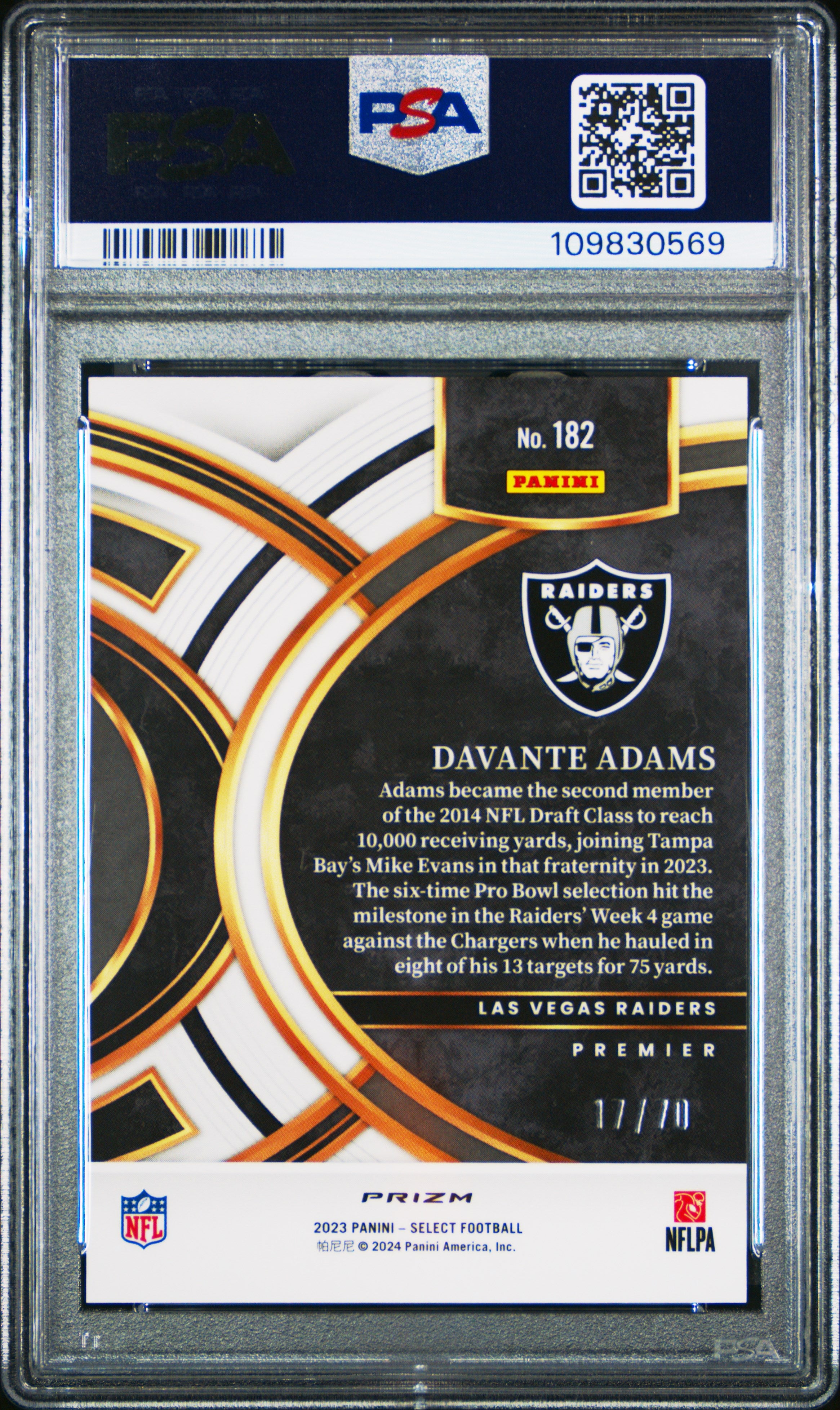 2023 Panini Select Davante Adams #182 Dragon Scale Prizm PSA 10