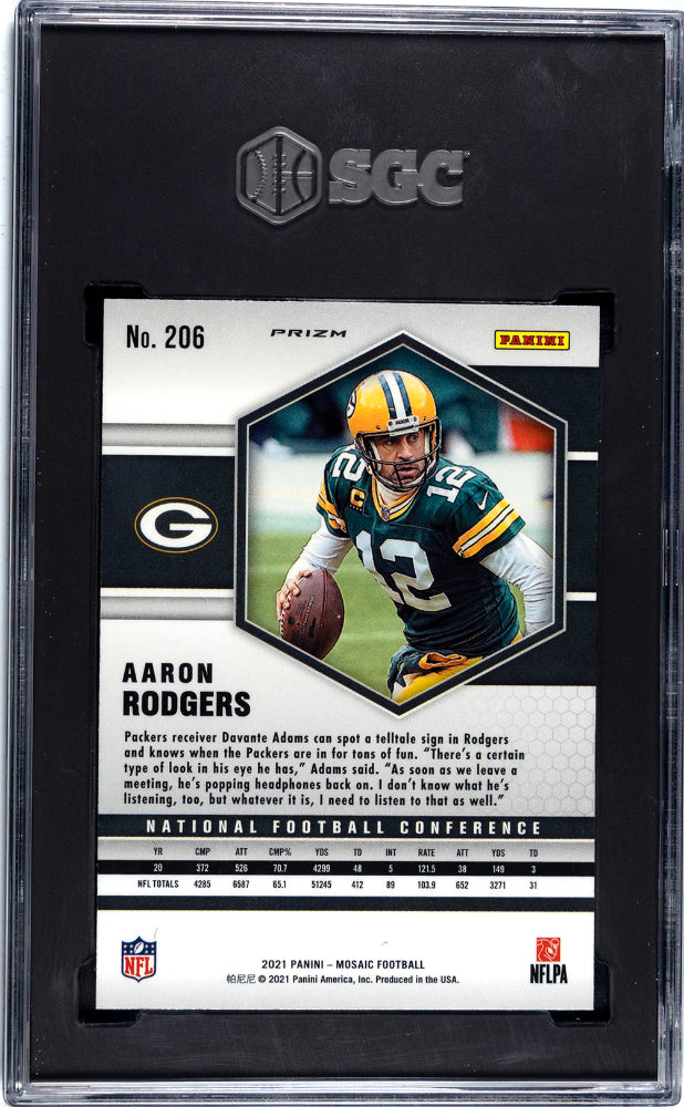 2021 Panini Mosaic Aaron Rodgers #206 NFC Genesis Prizm SGC 10