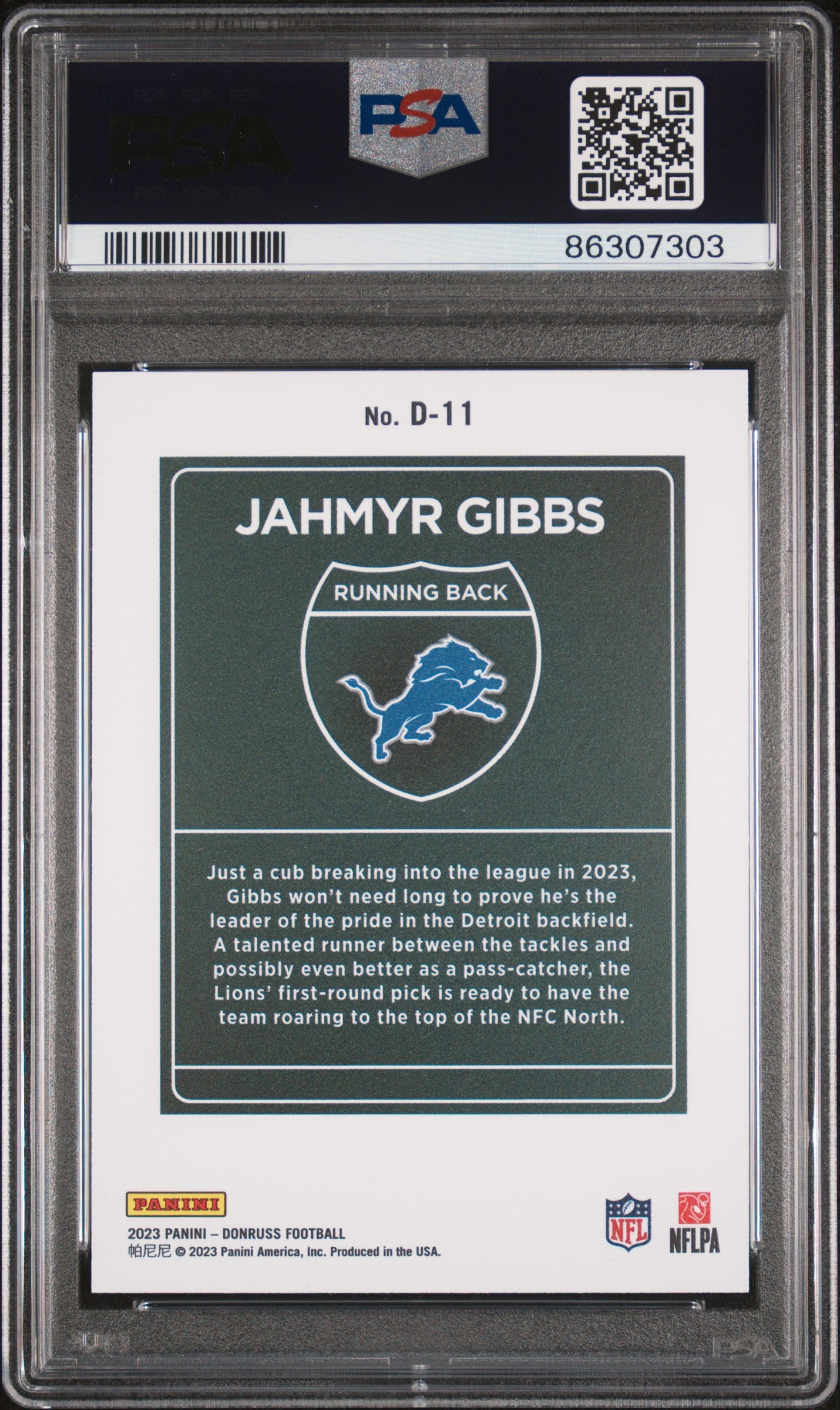 2023 Panini Donruss Downtown! Jahmyr Gibbs #D11 PSA 10