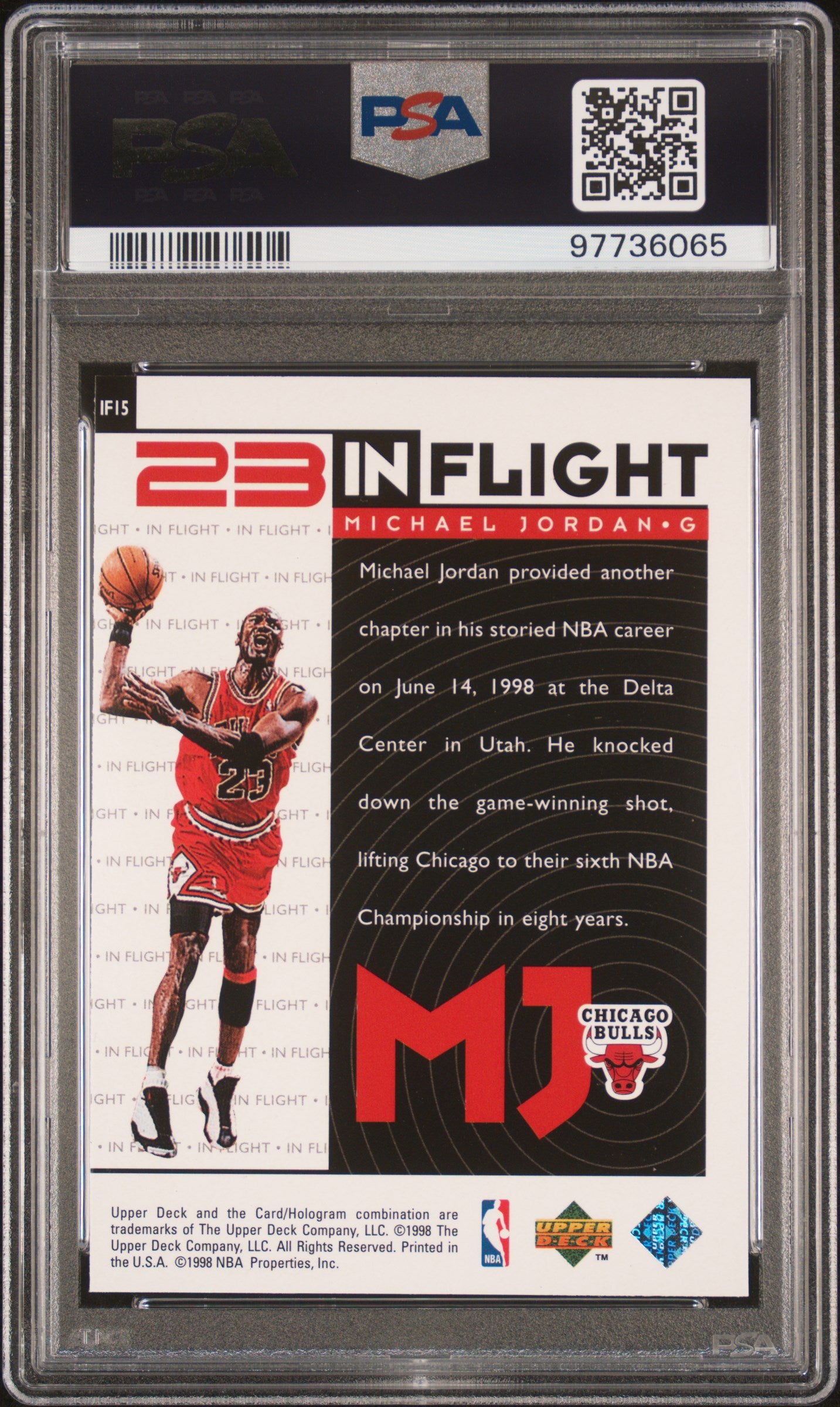 1998 Upper Deck MJ Living Legend In Flight Michael Jordan #IF15 PSA 10