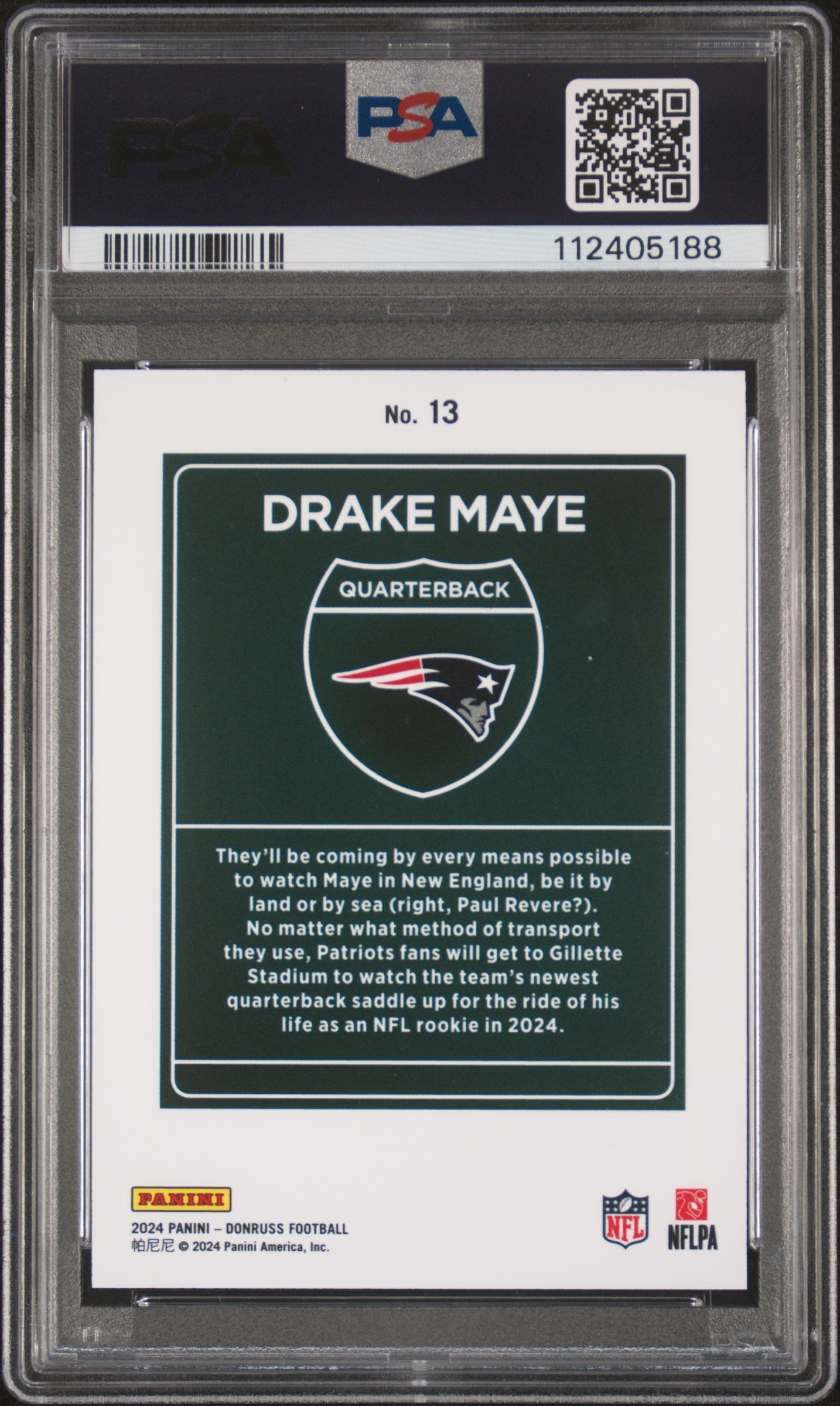 2024 Panini Donruss Downtown! Drake Maye #13 PSA 10