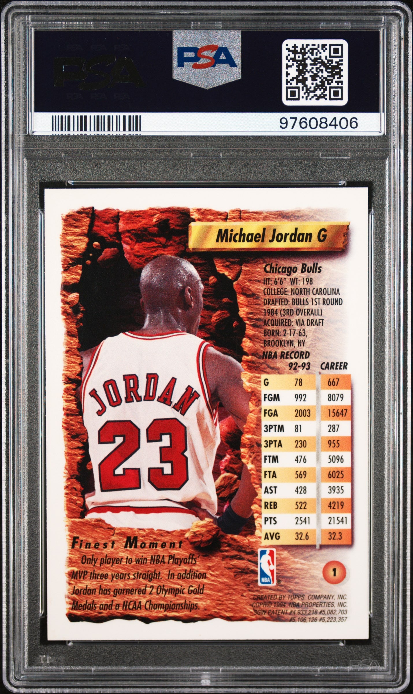 1993 Finest Michael Jordan #1 PSA 8