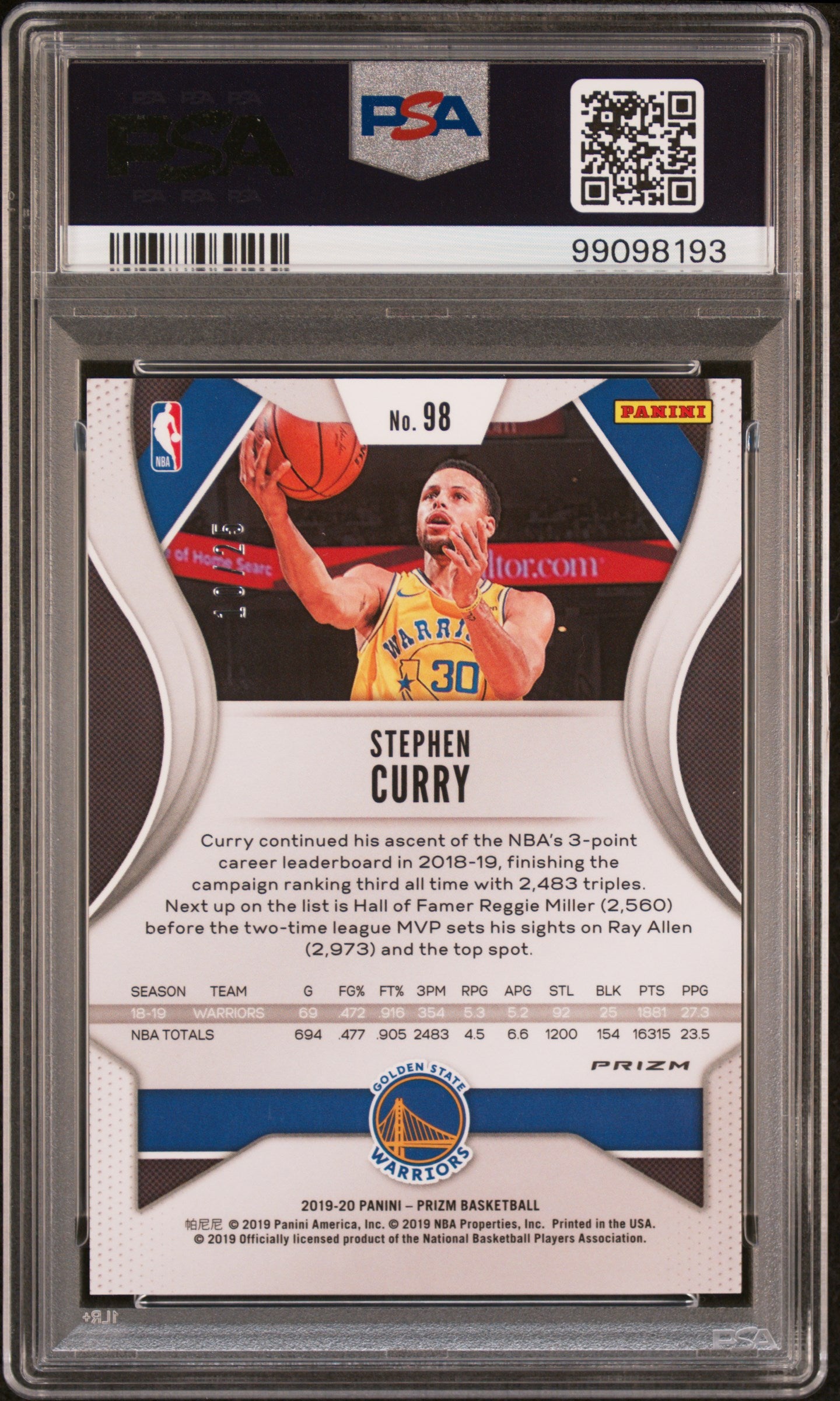 2019 Panini Prizm Stephen Curry #98 Green Shimmer PSA 10