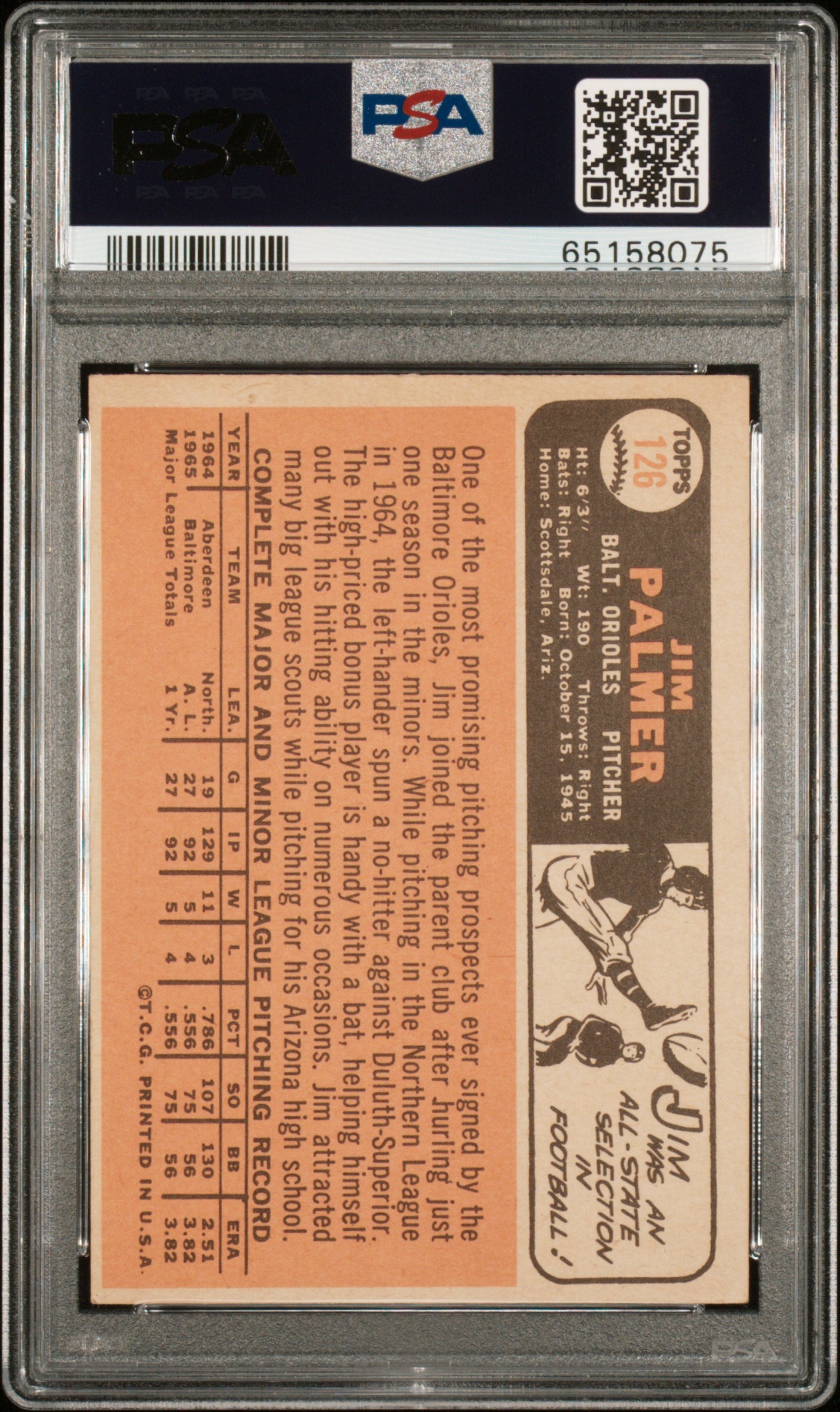 1966 Topps Jim Palmer #126 PSA 5