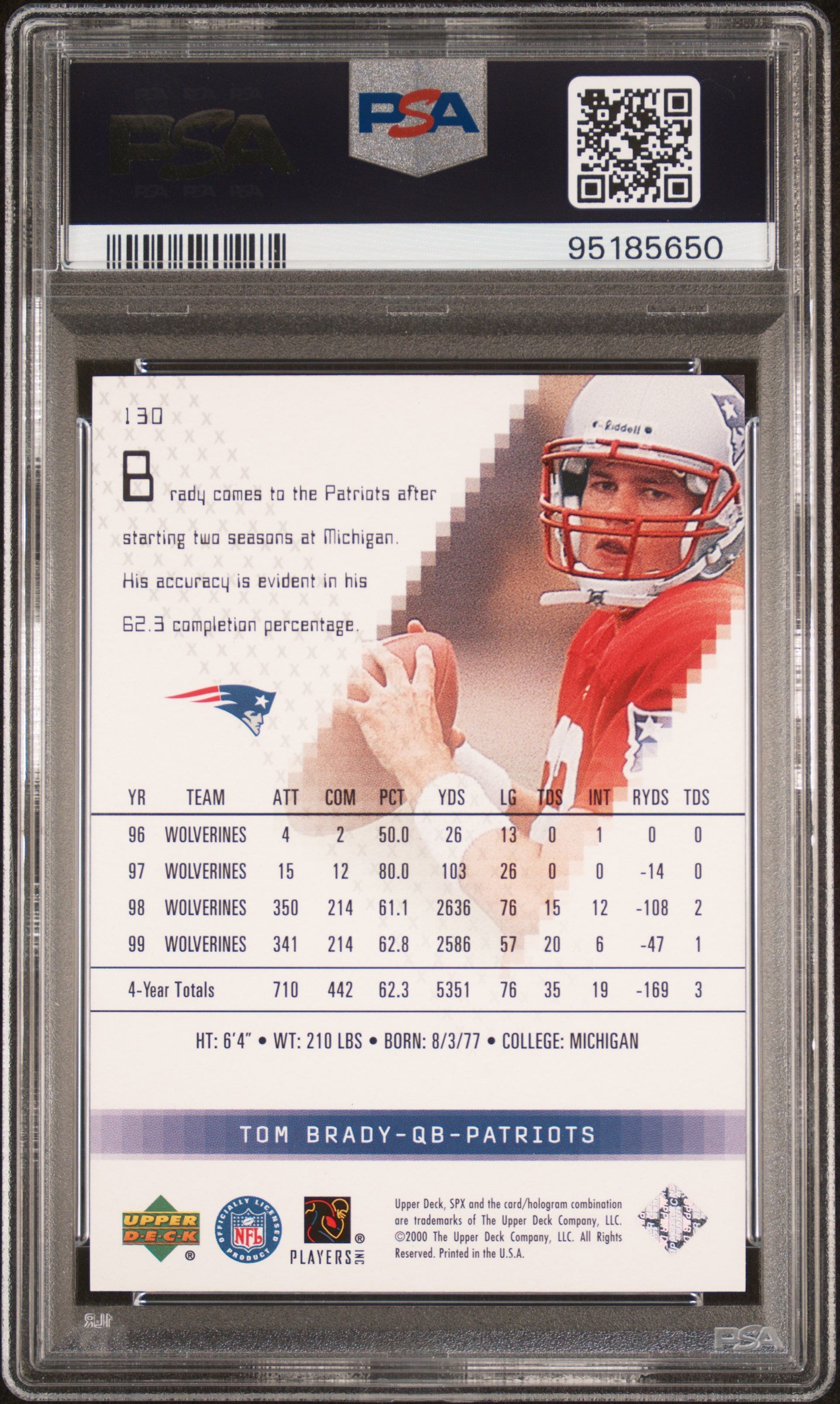 2000 SPX Tom Brady #130 PSA 9