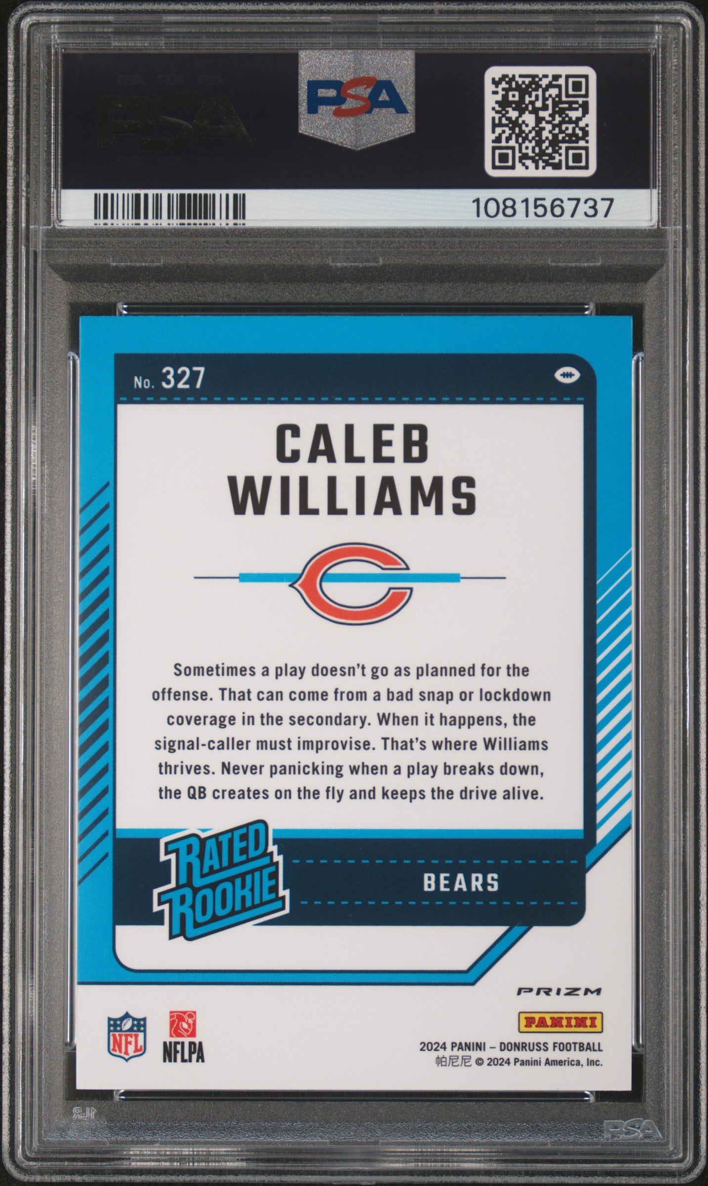 2024 Panini Donruss Caleb Williams #327 Optic Preview Pink PSA 10