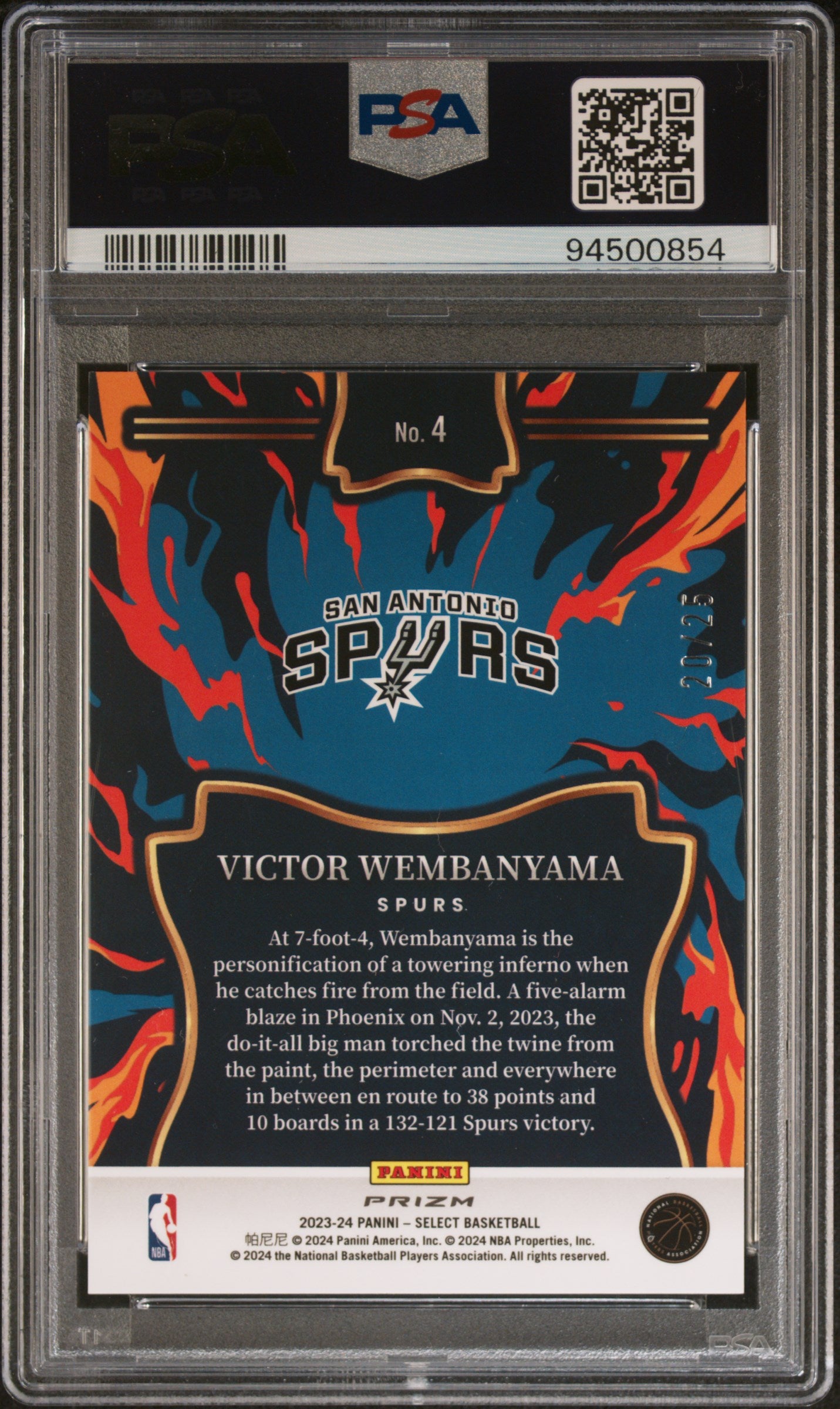 2023 Panini Select EN Fuego Victor Wembanyama #4 PSA 10