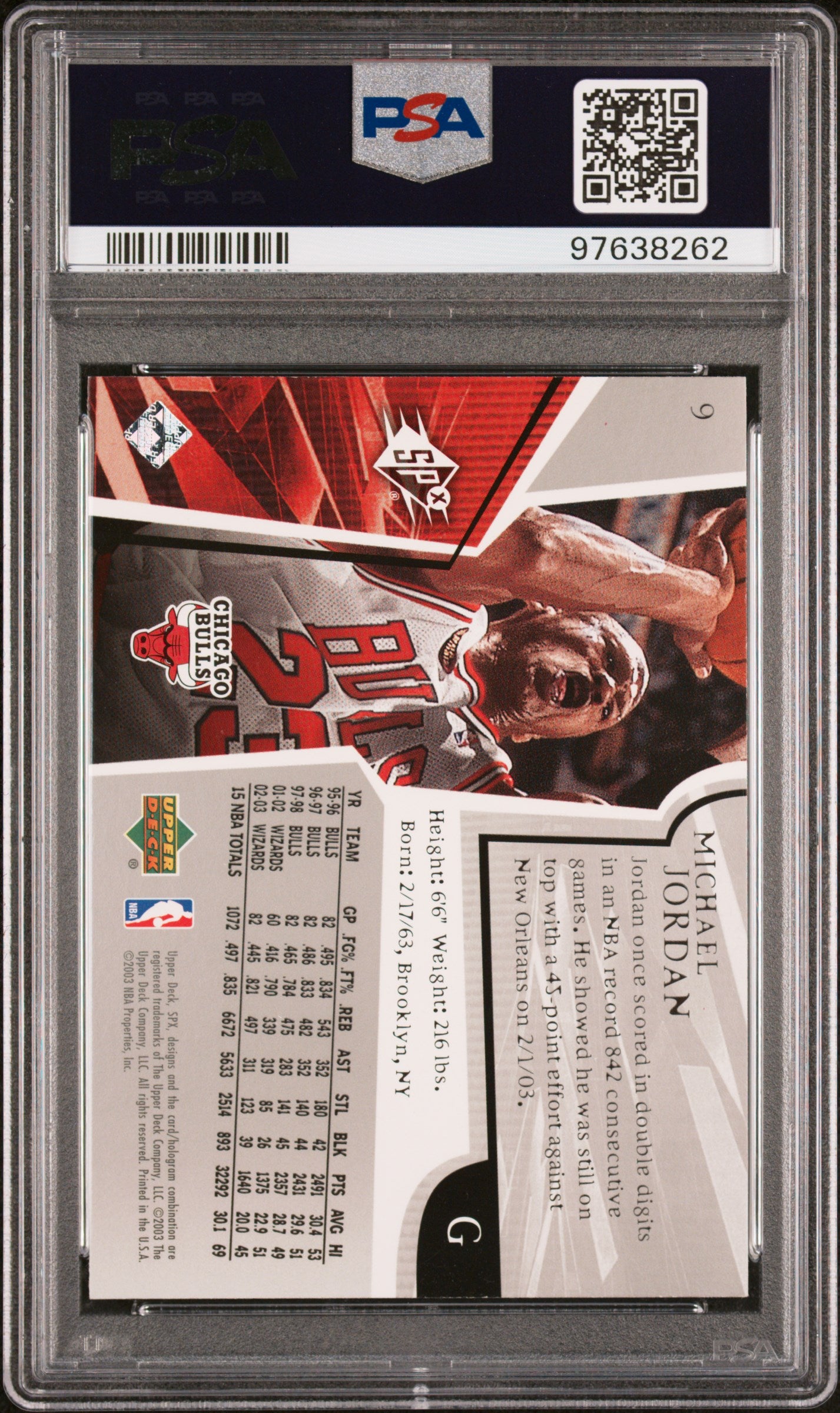 2003 SPX Michael Jordan #9 PSA 9