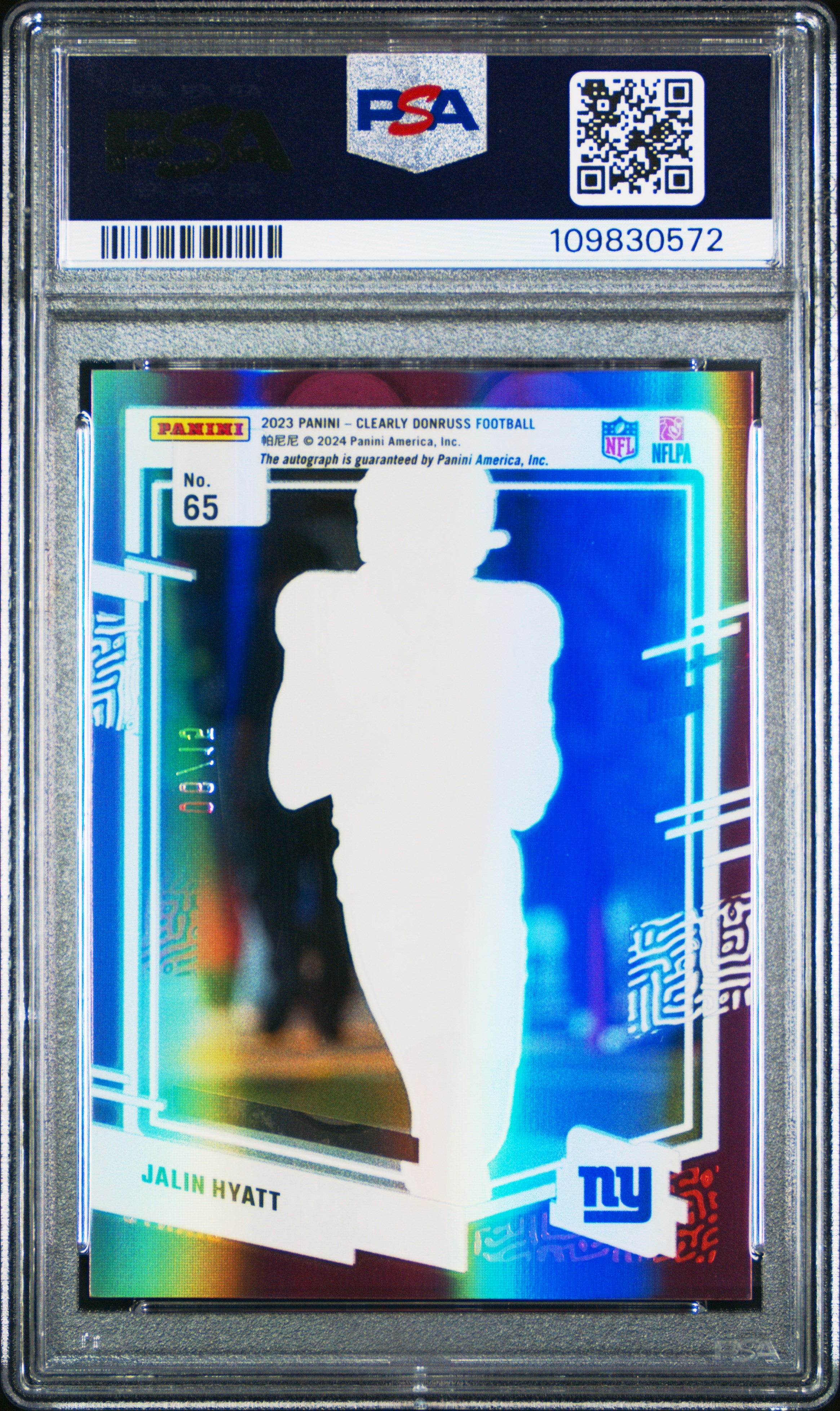 2023 Panini Clearly Donruss Jalin Hyatt #65 Autograph Pink 06/15 PSA 10