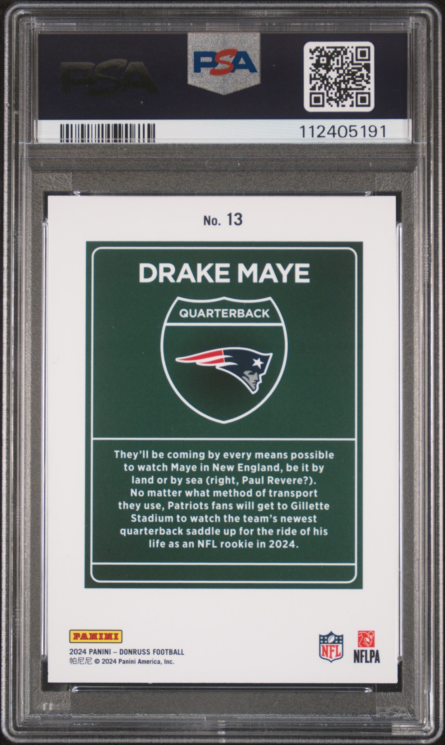 2024 Panini Donruss Downtown! Drake Maye #13 PSA 10
