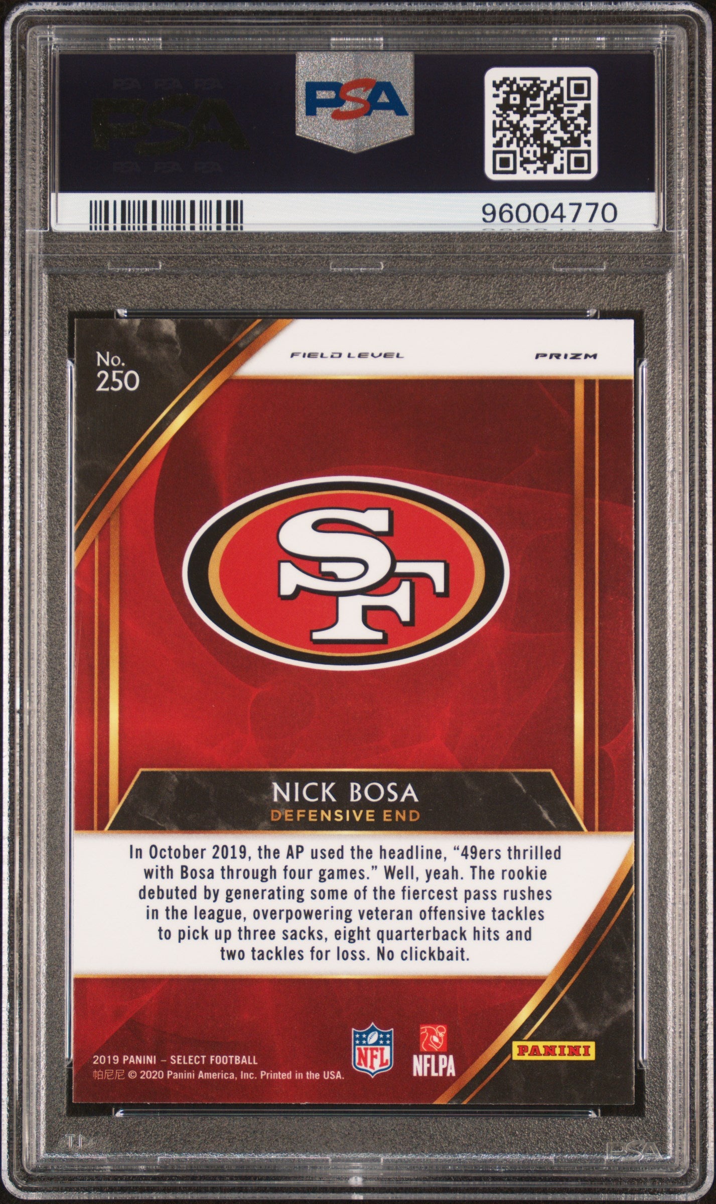 2019 Panini Select Nick Bosa #250 Silver Prizm PSA 10