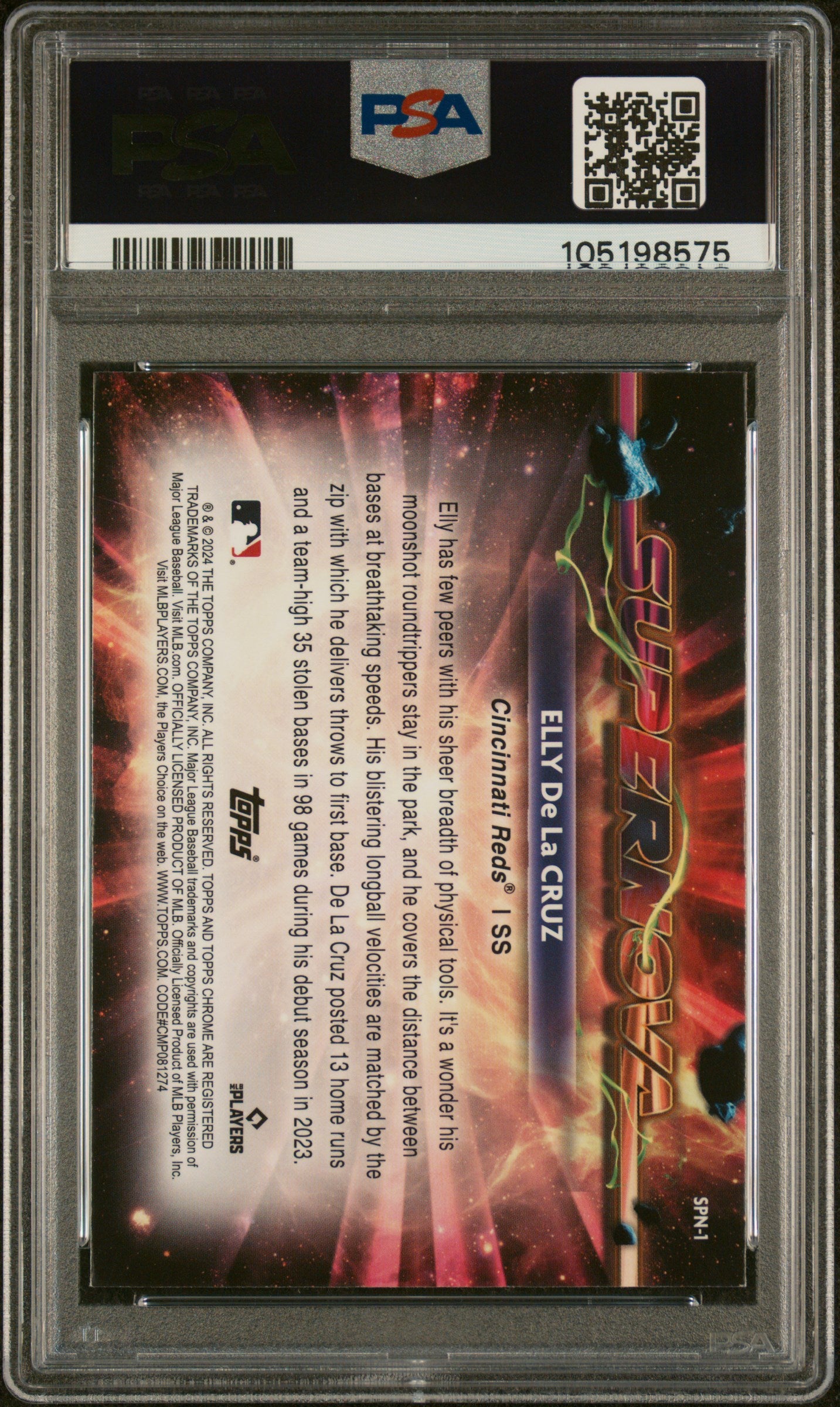 2024 Topps Chrome Cosmic Supernova Elly De La Cruz #1 PSA 9