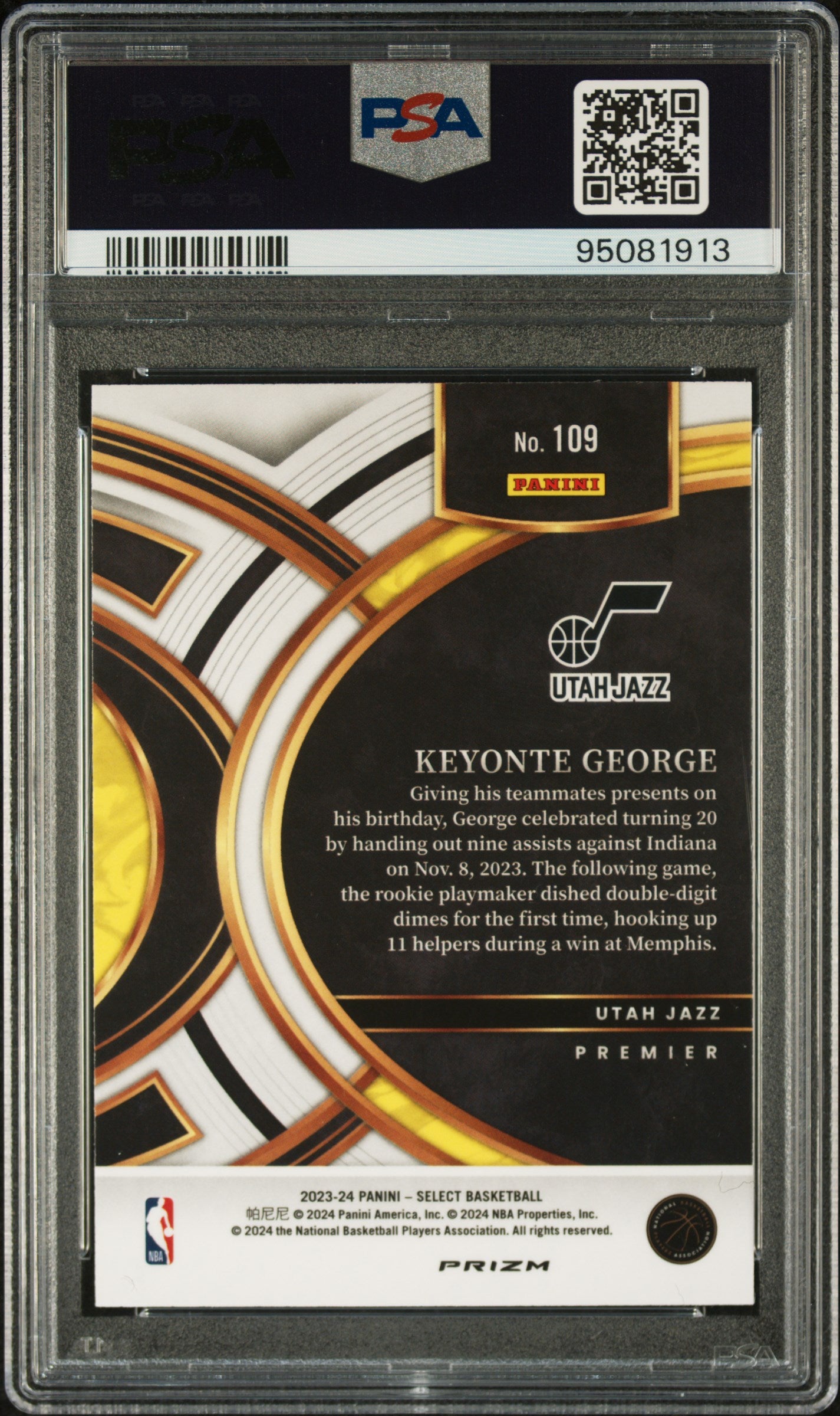 2023 Panini Select Keyonte George #109 Tiger Prizm PSA 10