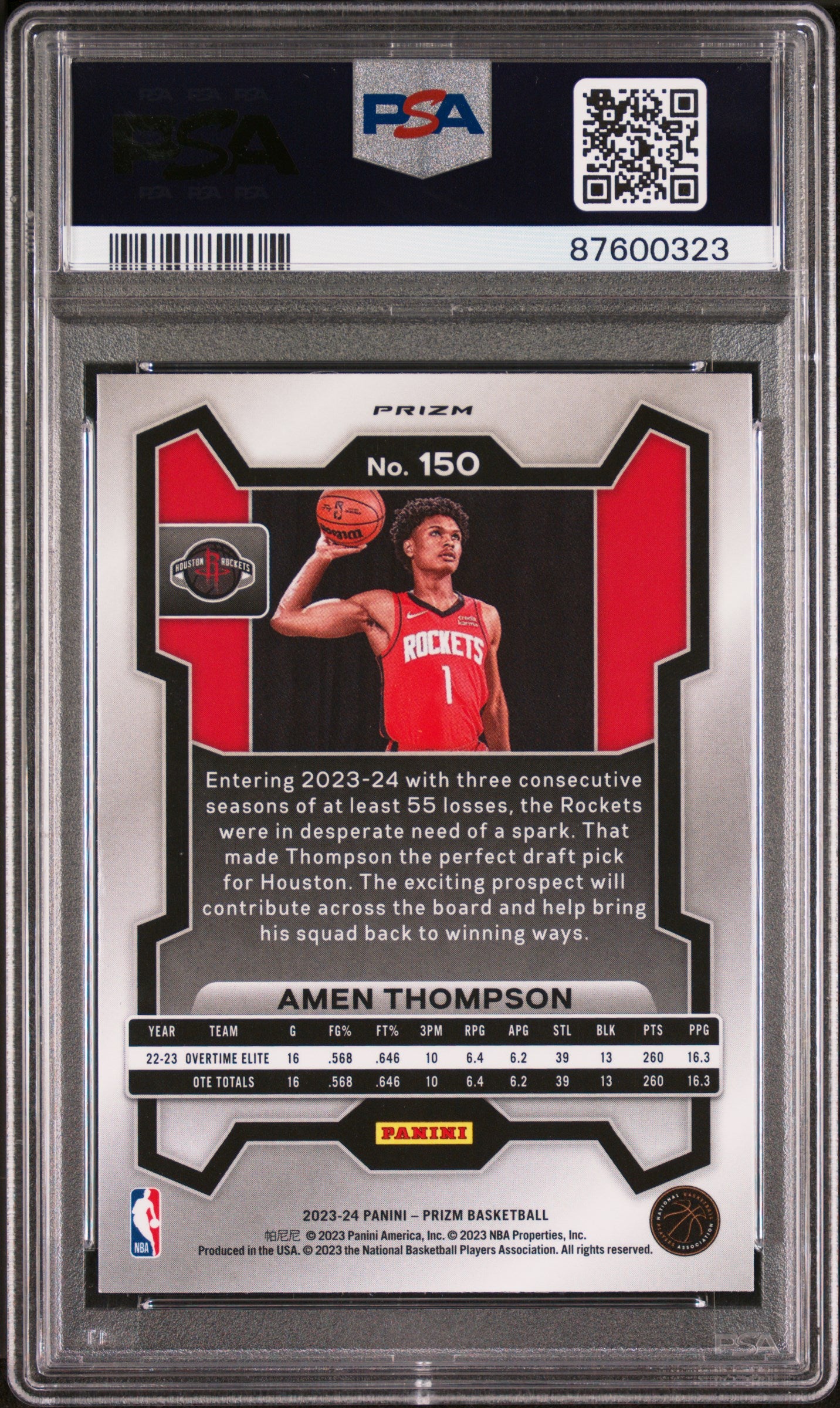 2023 Panini Prizm Amen Thompson #150 Ruby Wave PSA 10