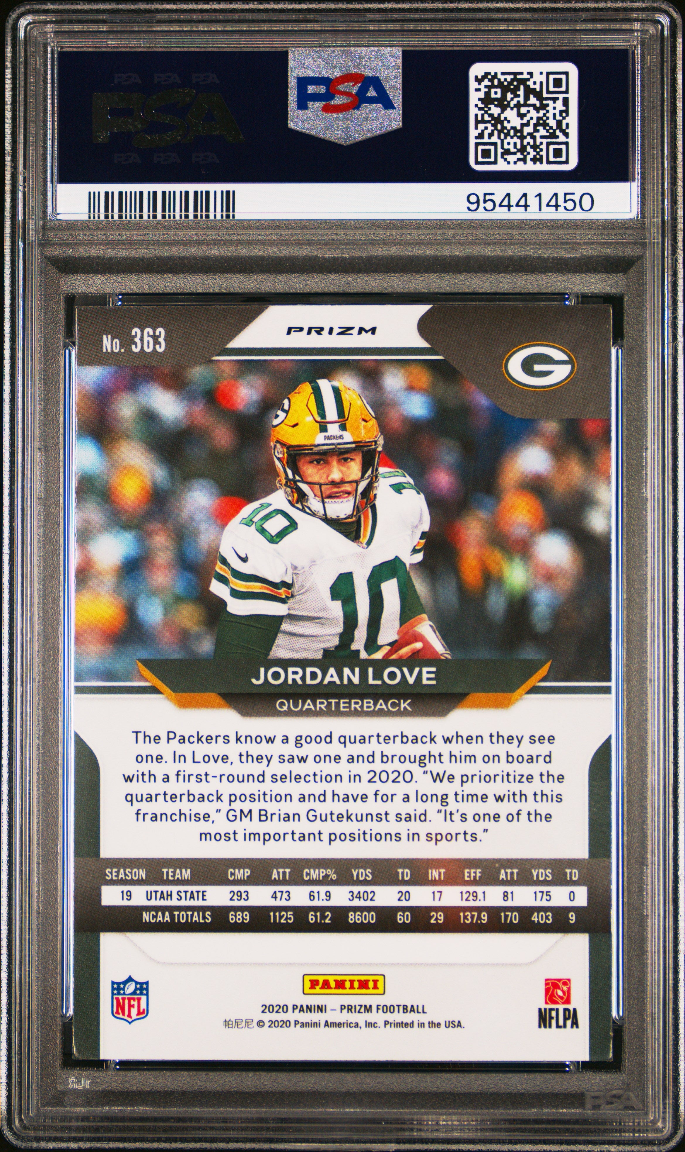 2020 Panini Prizm Jordan Love #363 Red White Blue PSA 10