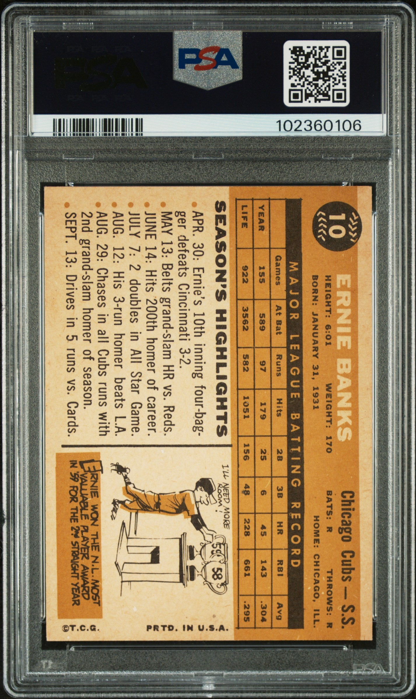 1960 Topps Ernie Banks #10 PSA 6