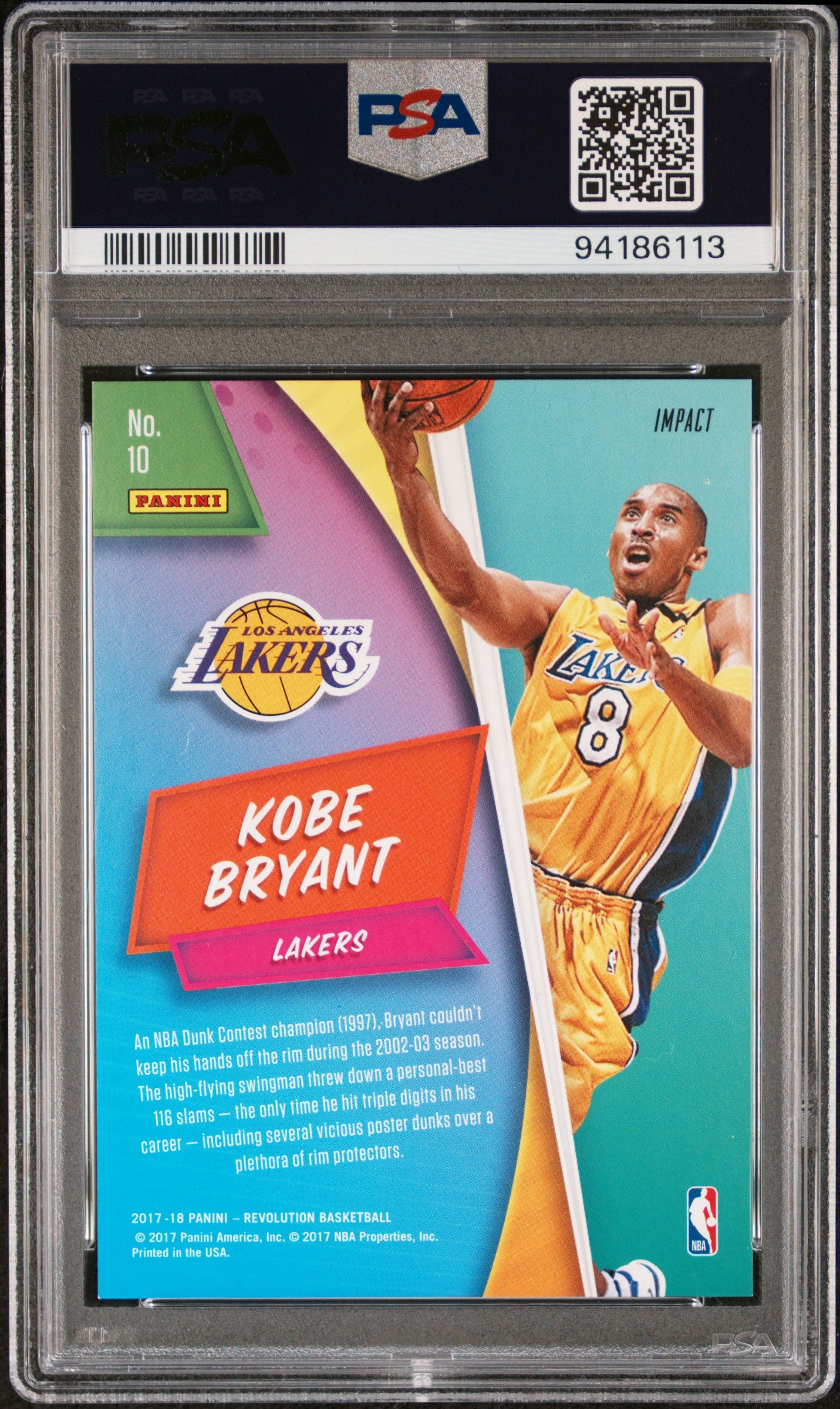 2017 Panini Revolution Showstoppers Kobe Bryant #10 Impact PSA 9