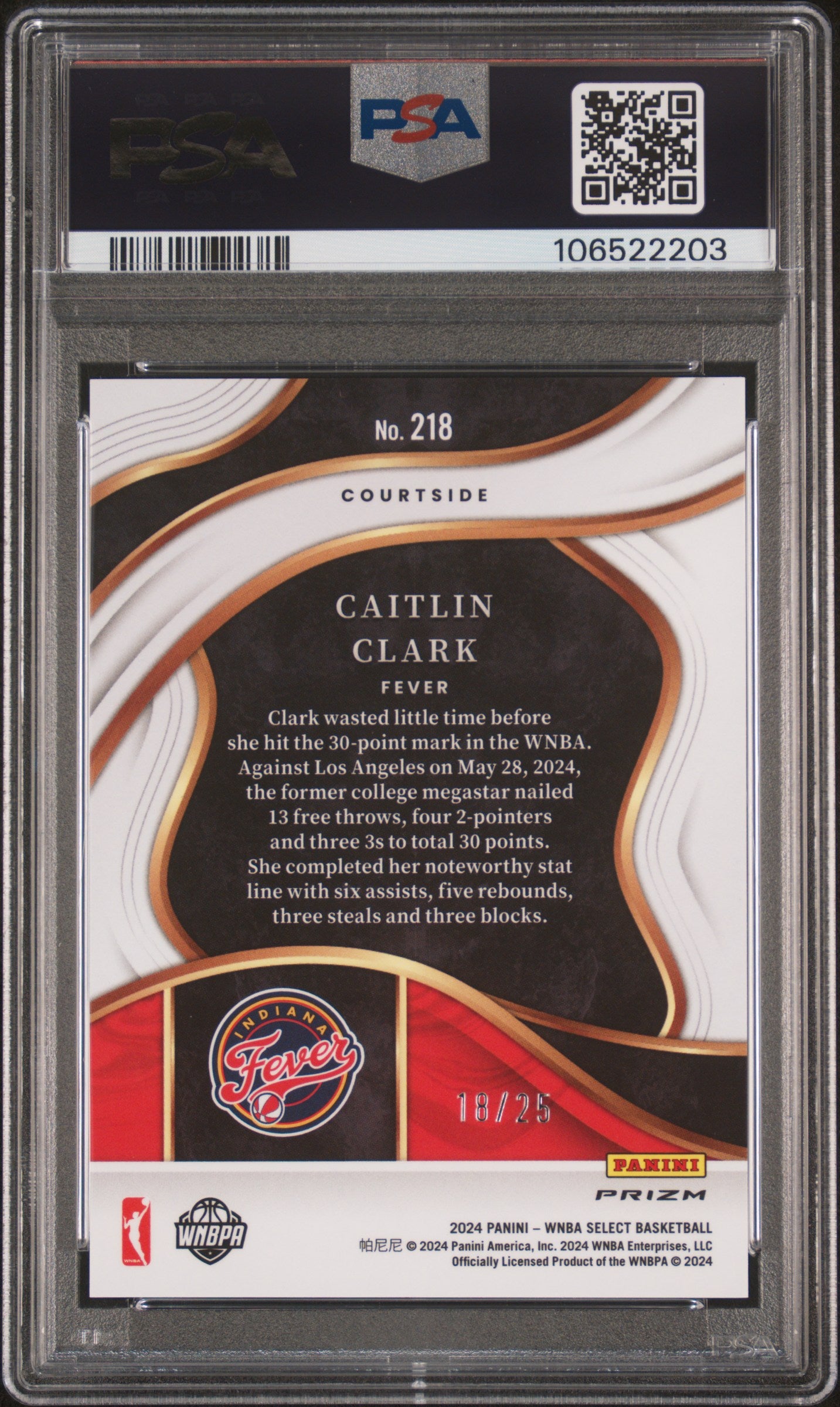 2024 Panini Select WNBA Caitlin Clark #218 Tie Dye Prizm PSA 10