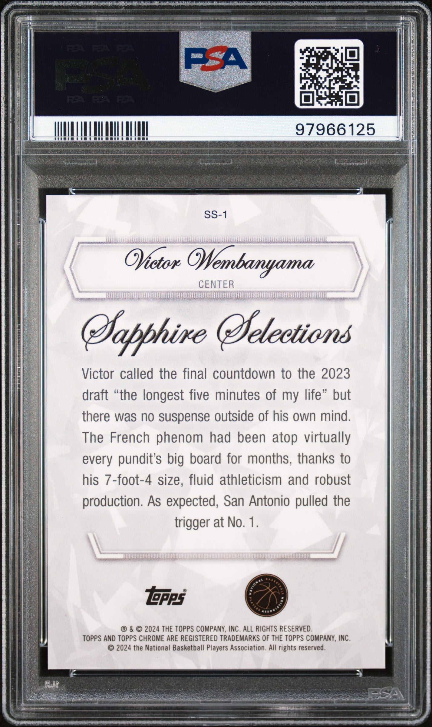 2023 Topps Chrome Sapphire Edition Sapphire Selections Victor Wembanyama #SS1 Red PSA 9