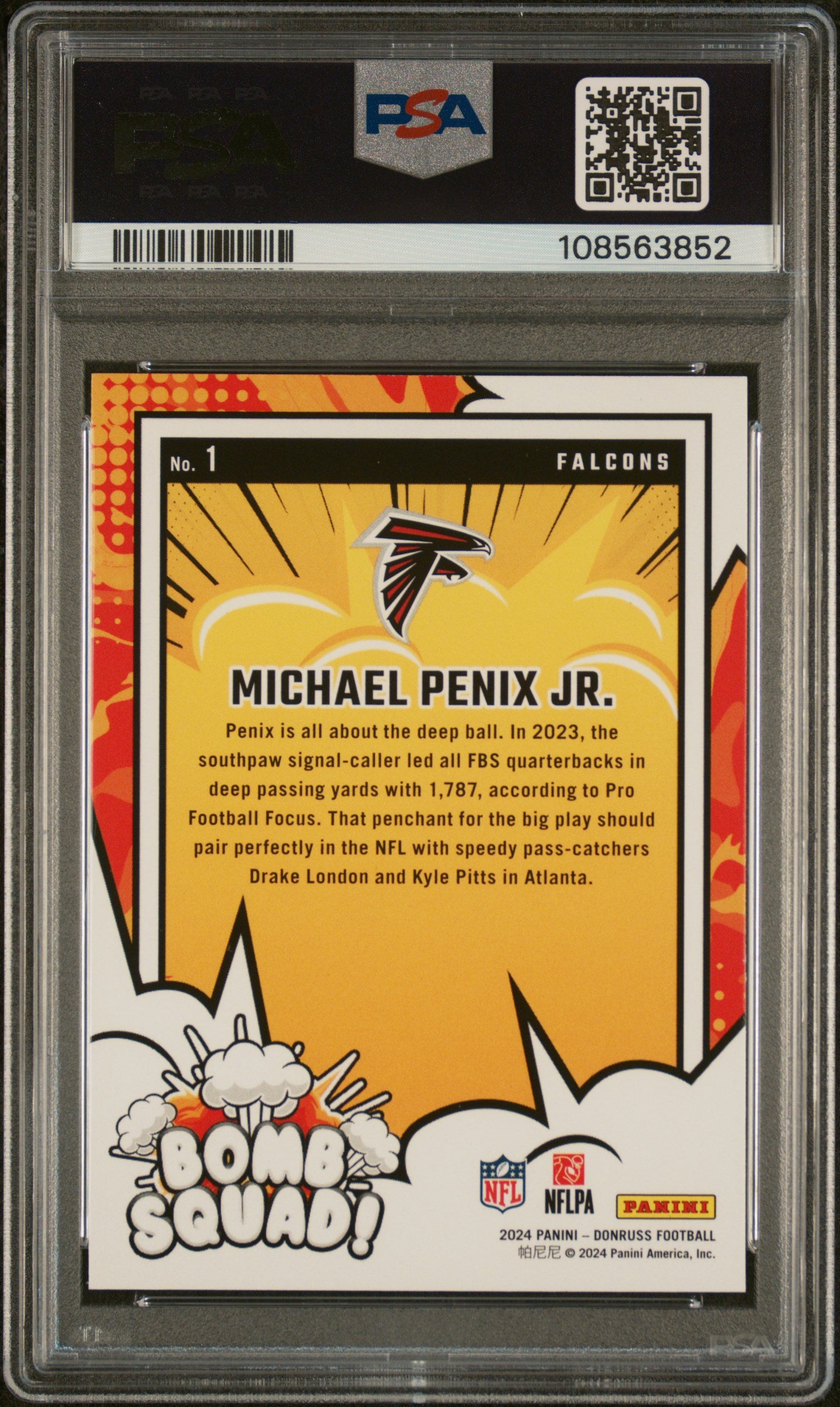 2024 Panini Donruss Bomb Squad Michael Penix JR. #1 PSA 10