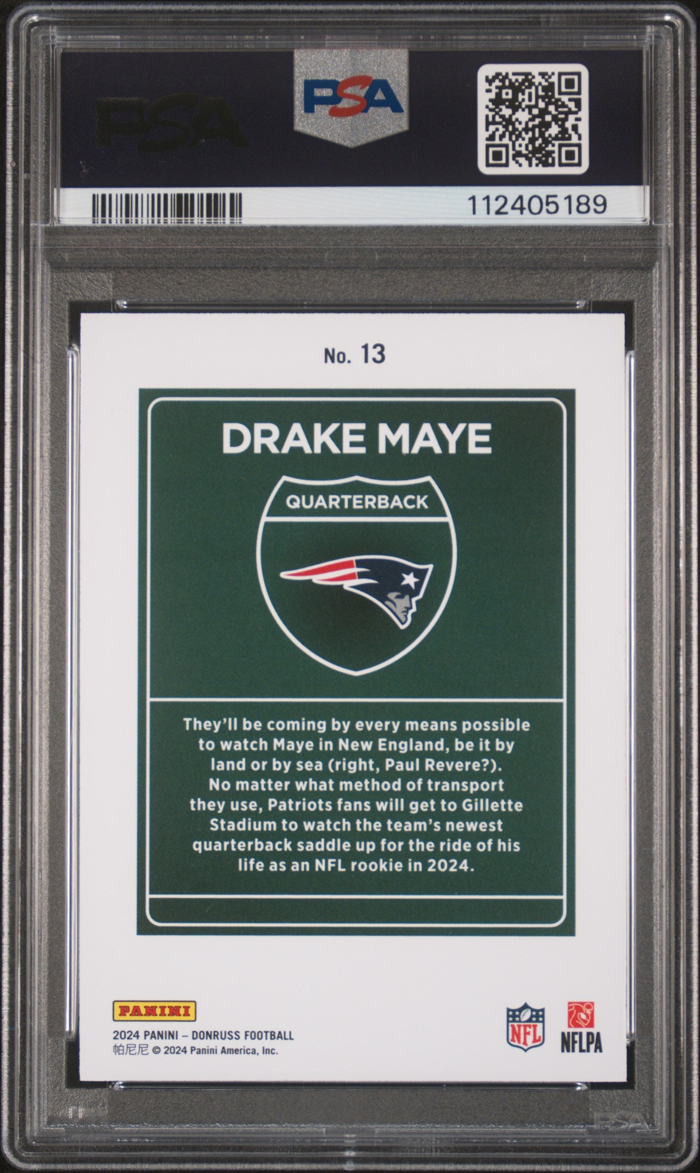 2024 Panini Donruss Downtown! Drake Maye #13 PSA 9