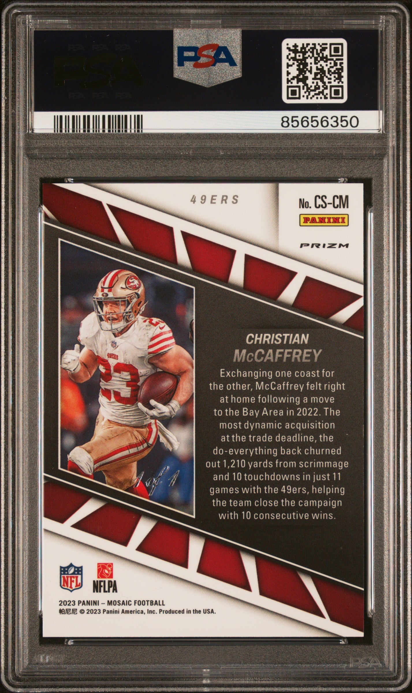 2023 Panini Mosaic Center Stage Christian Mccaffrey #CSCM PSA 10