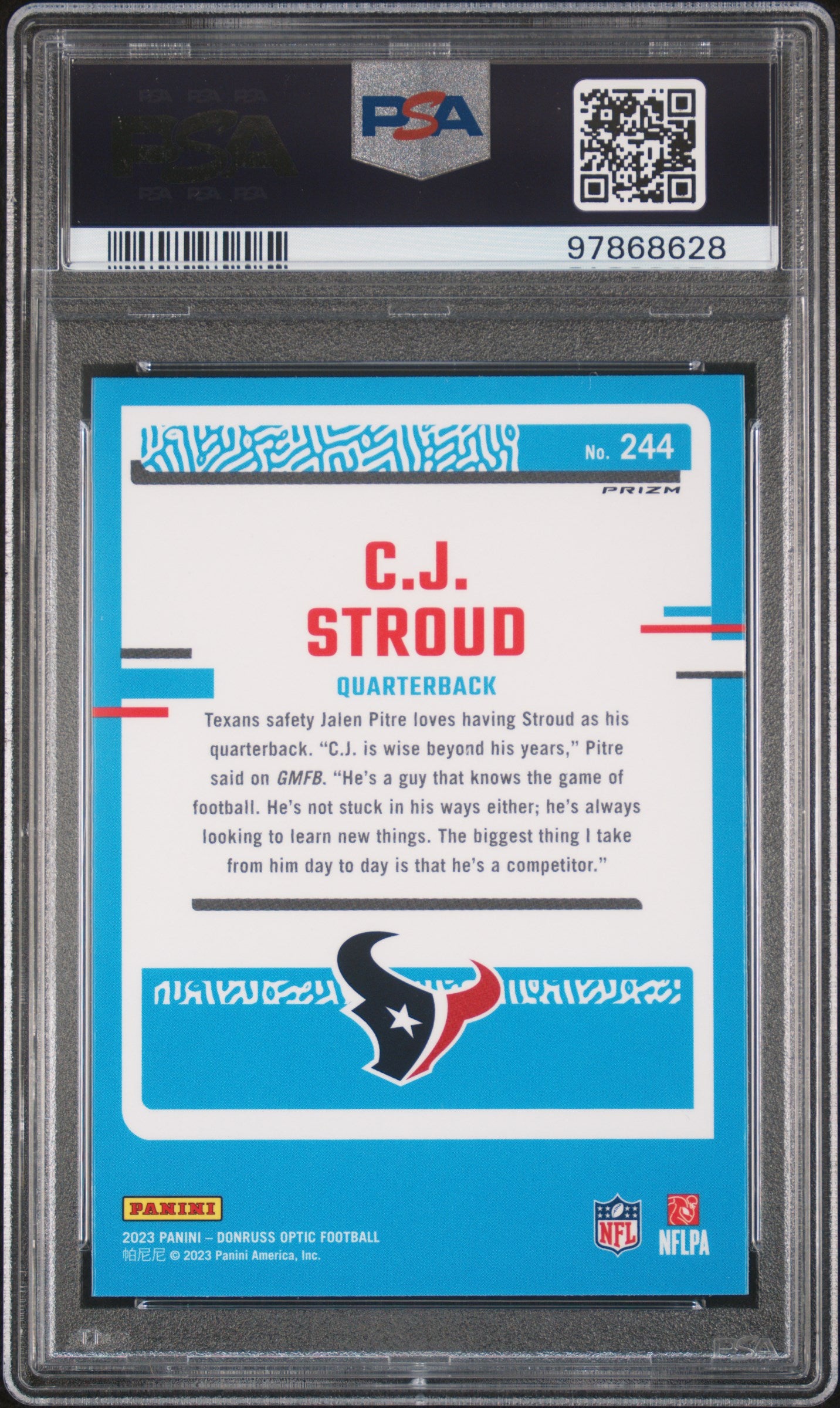 2023 Panini Donruss Optic CJ Stroud #244 Mojo Red PSA 9