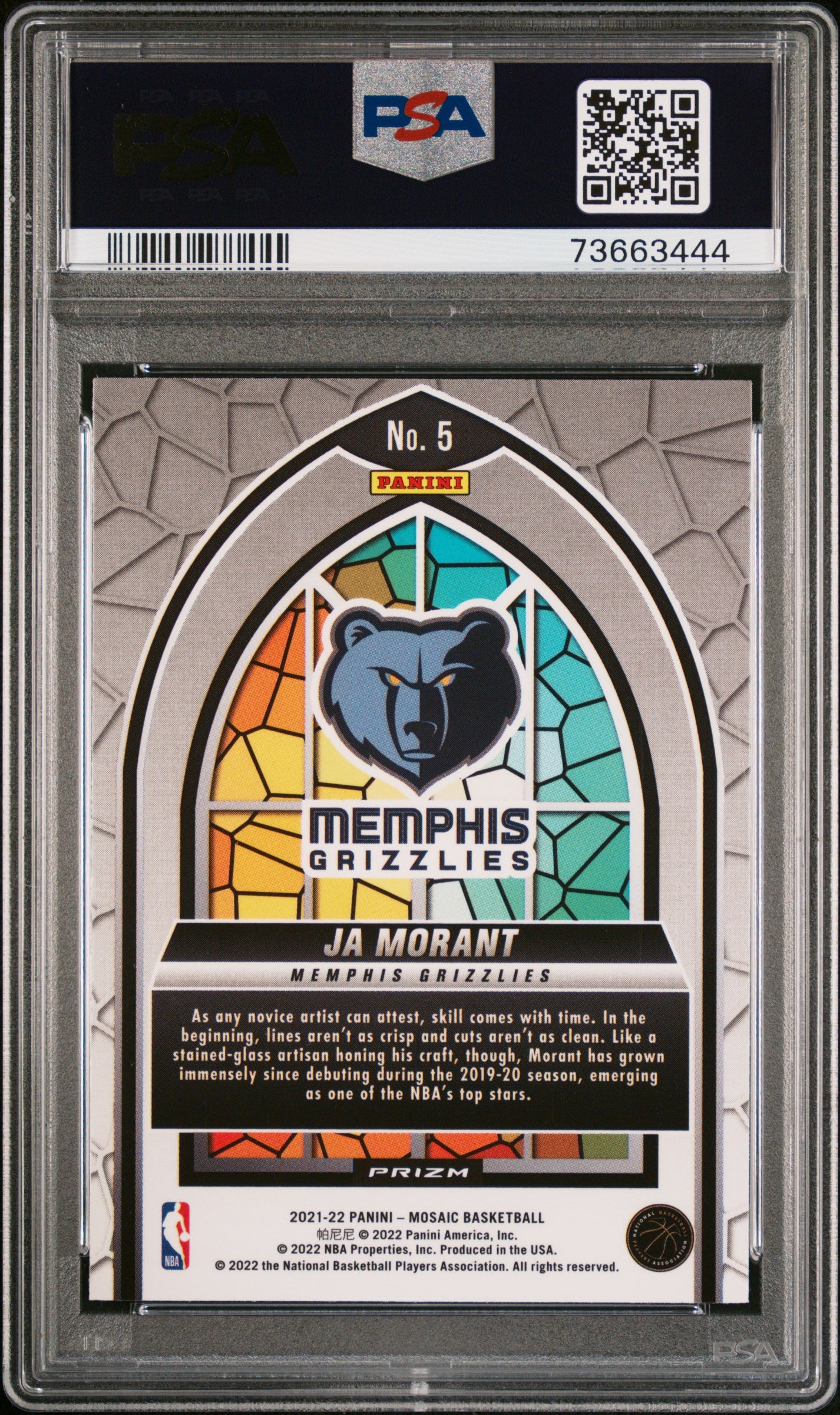 2021 Panini Mosaic Stained Glass Ja Morant #5 PSA 10