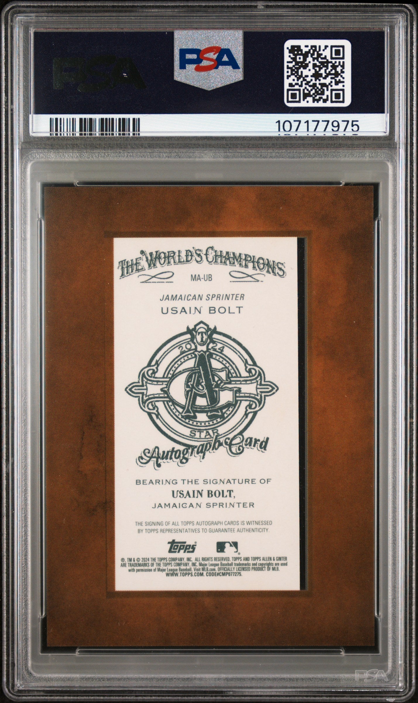 2024 Topps Allen & Ginter Mini Non Baseball Autographs Usain Bolt #MAUB PSA 9