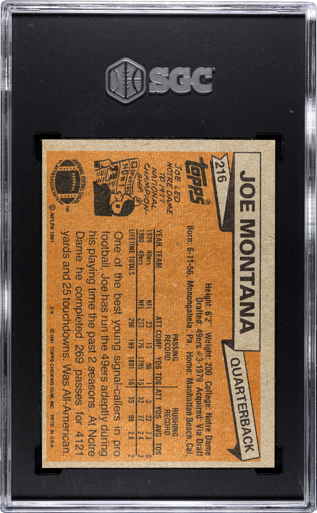 1981 Topps Joe Montana #216 SGC 7