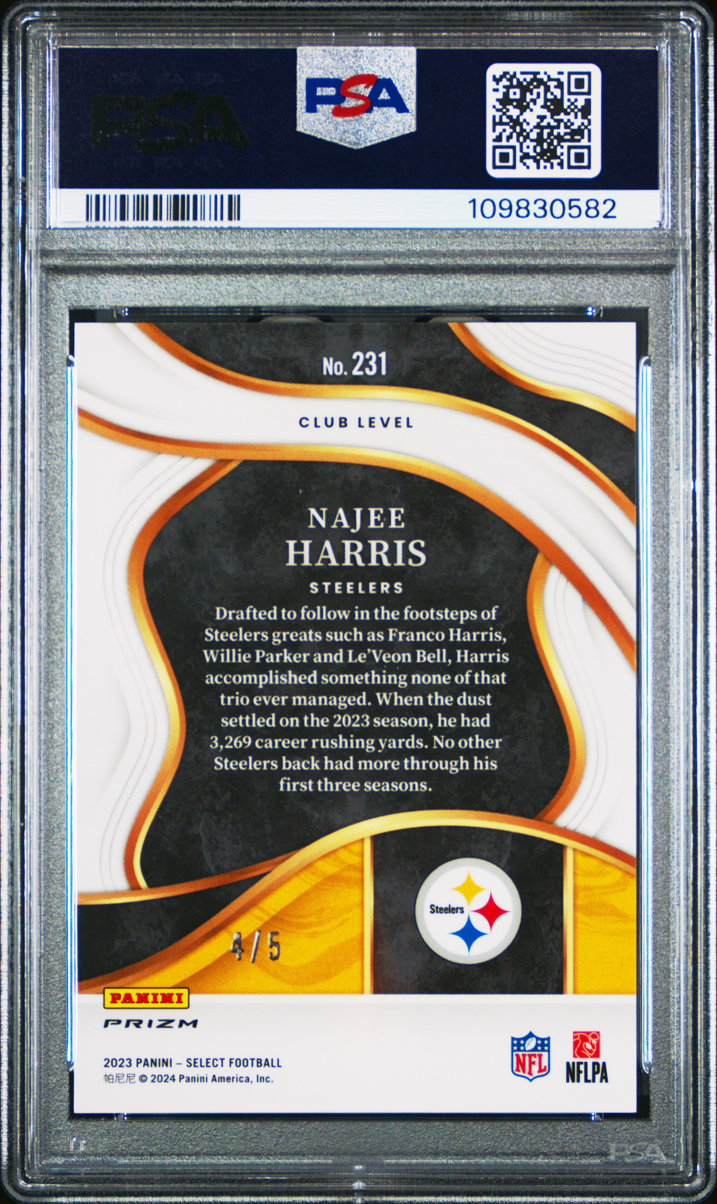 2023 Panini Select Najee Harris #231 Green Prizm PSA 10