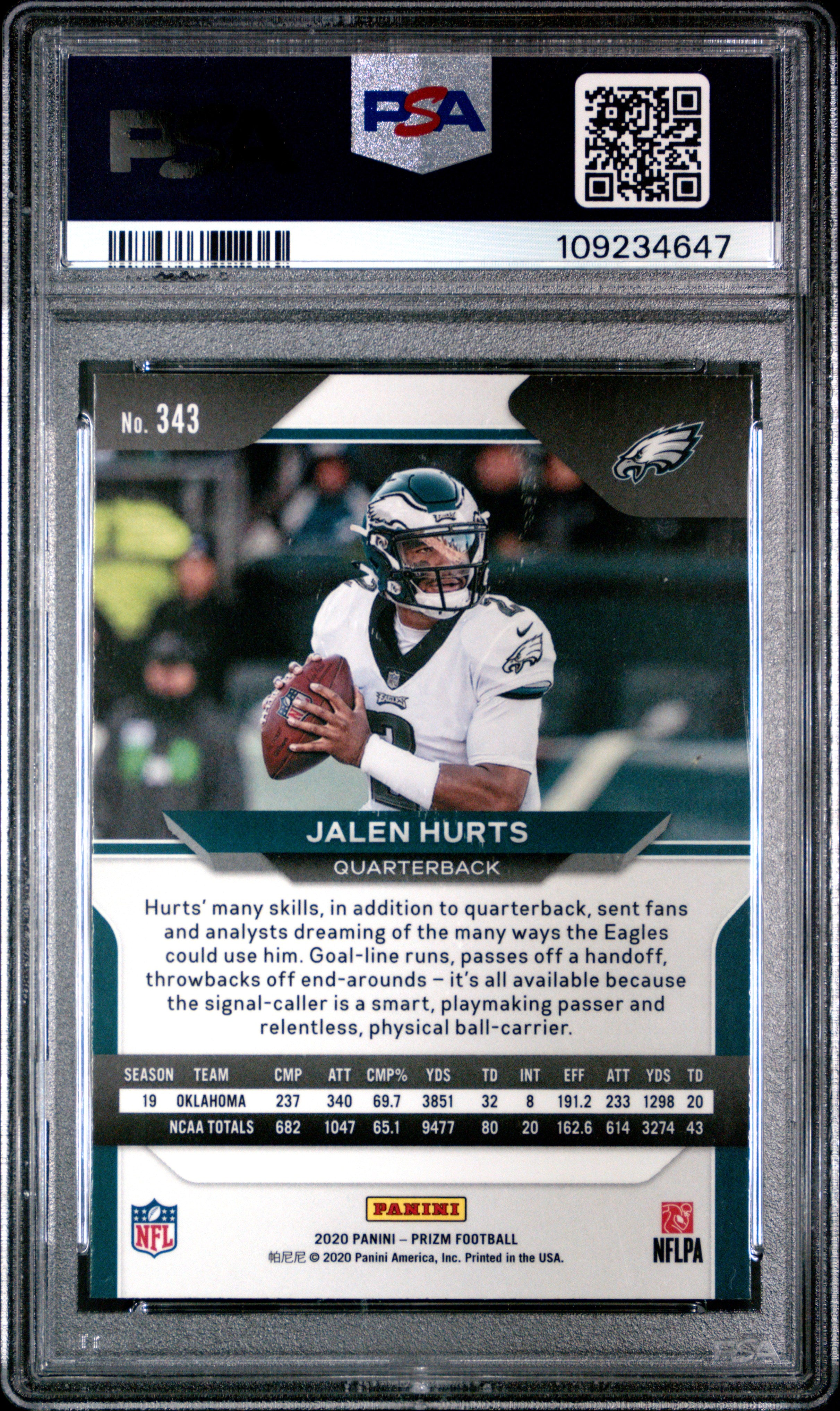 2020 Panini Prizm Jalen Hurts #343 PSA 10