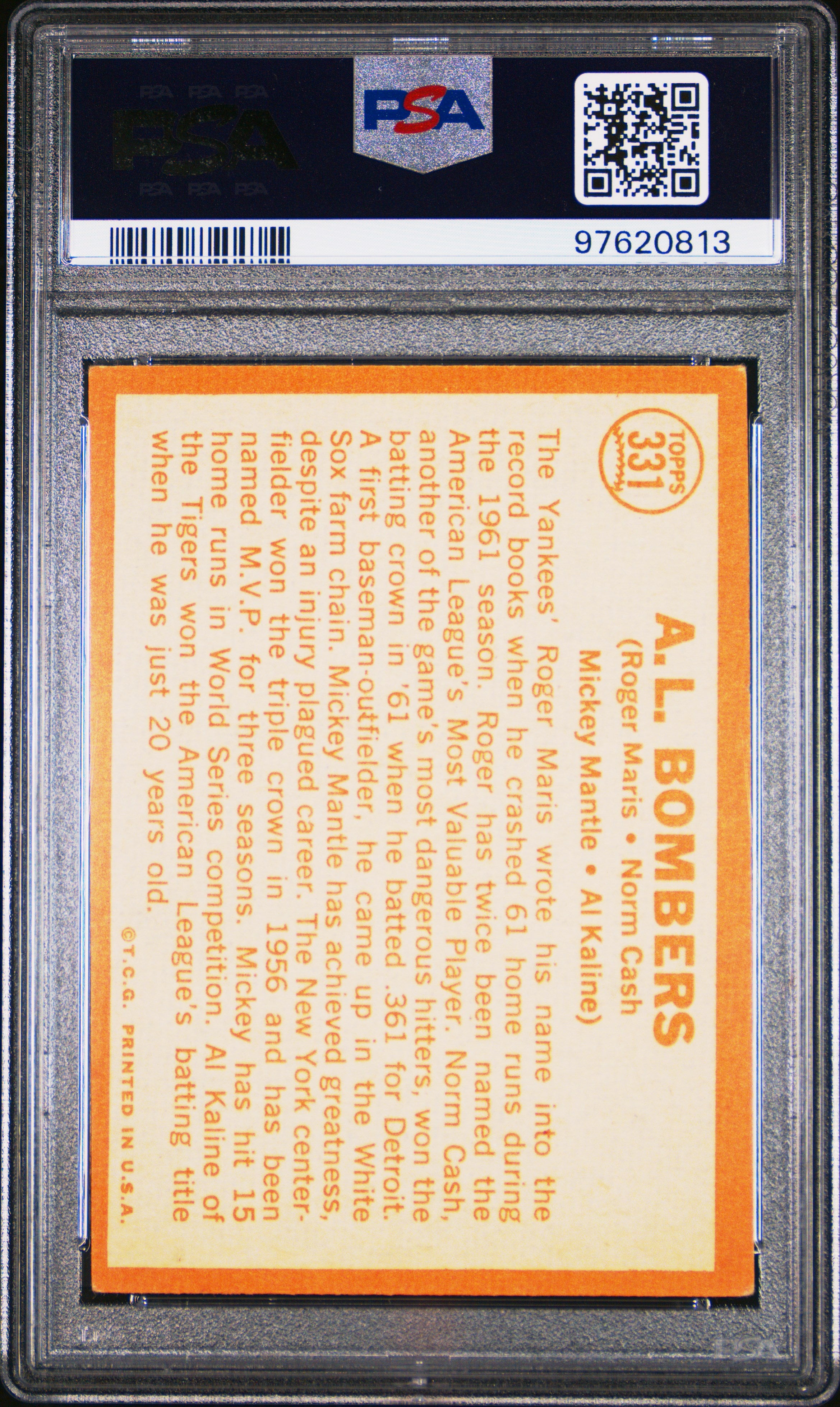 1964 Topps A. L. Bombers #331 PSA 4