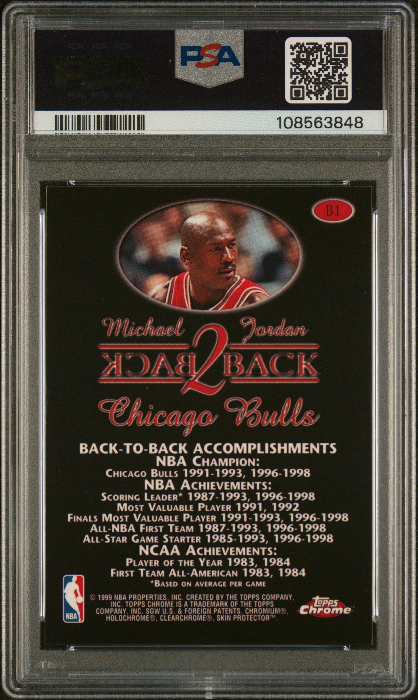 1998 Topps Chrome Back 2 Back Michael Jordan #B1 PSA 10