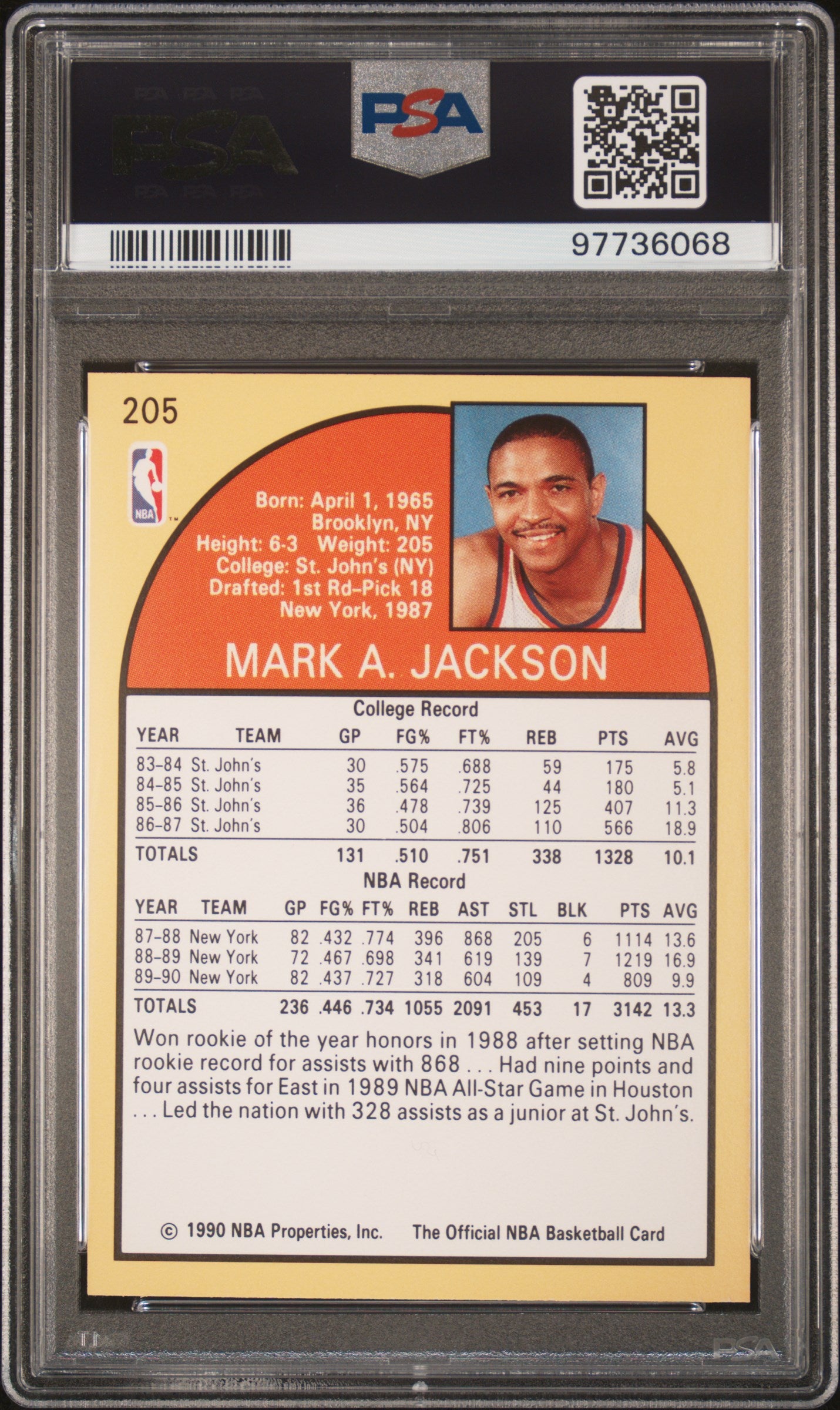 1990 Hoops Mark Jackson #205 PSA 9