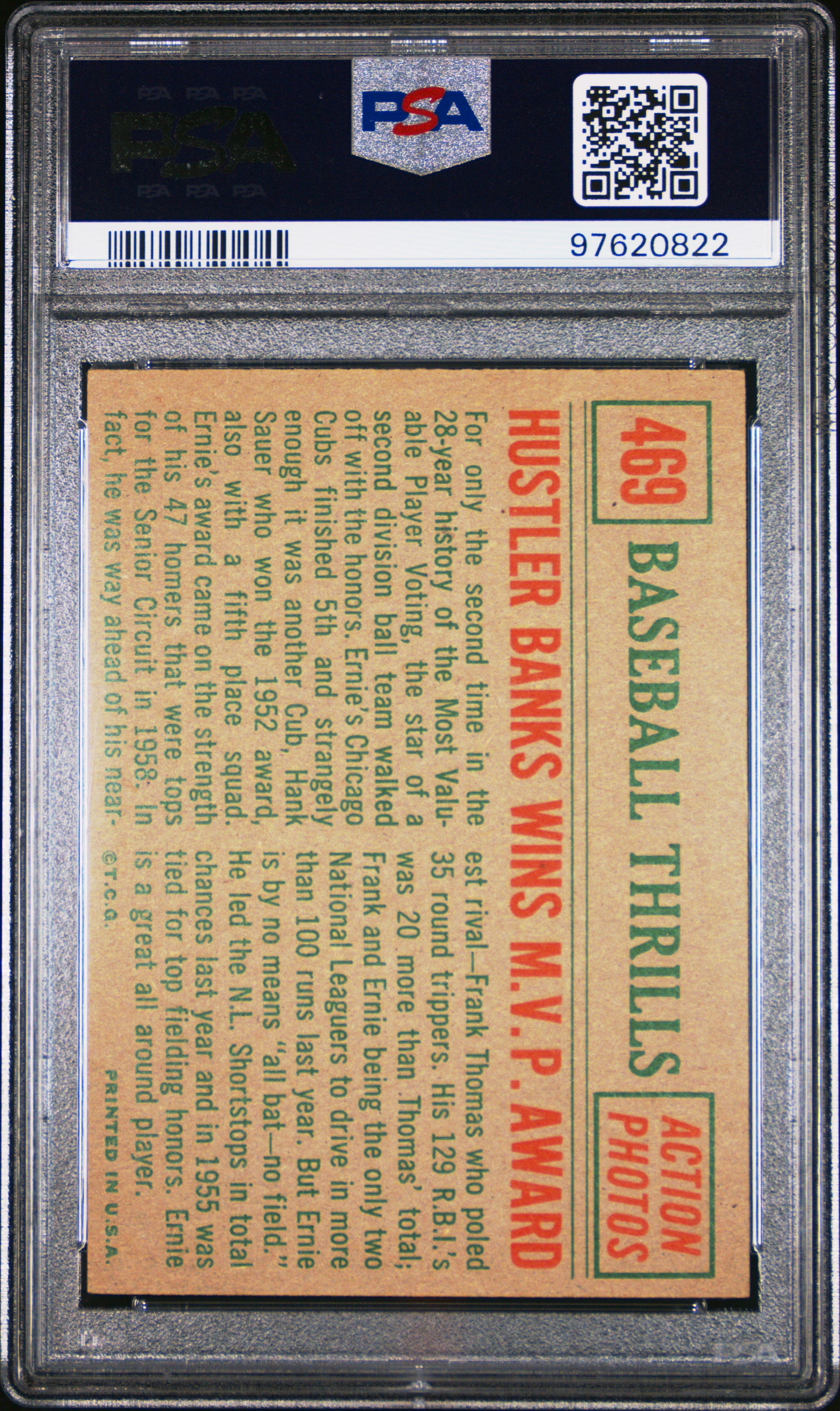 1959 Topps Hustler Banks Wins #469 PSA 6