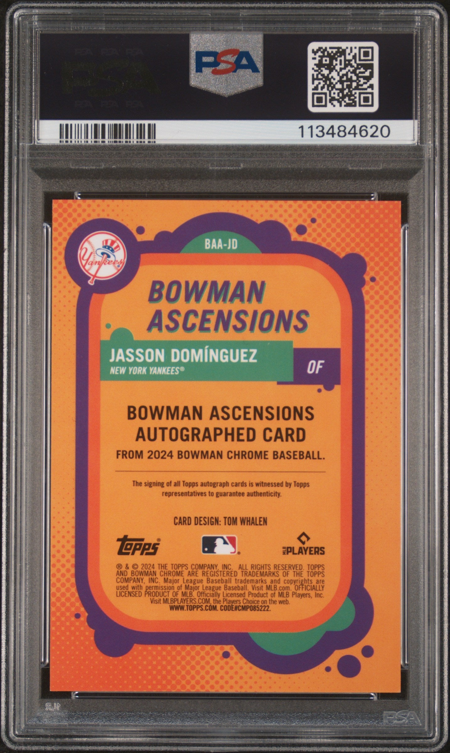 2024 Bowman Chrome Bowman Ascensions Autographs Jasson Dominguez #JD Super 1/1 PSA 9
